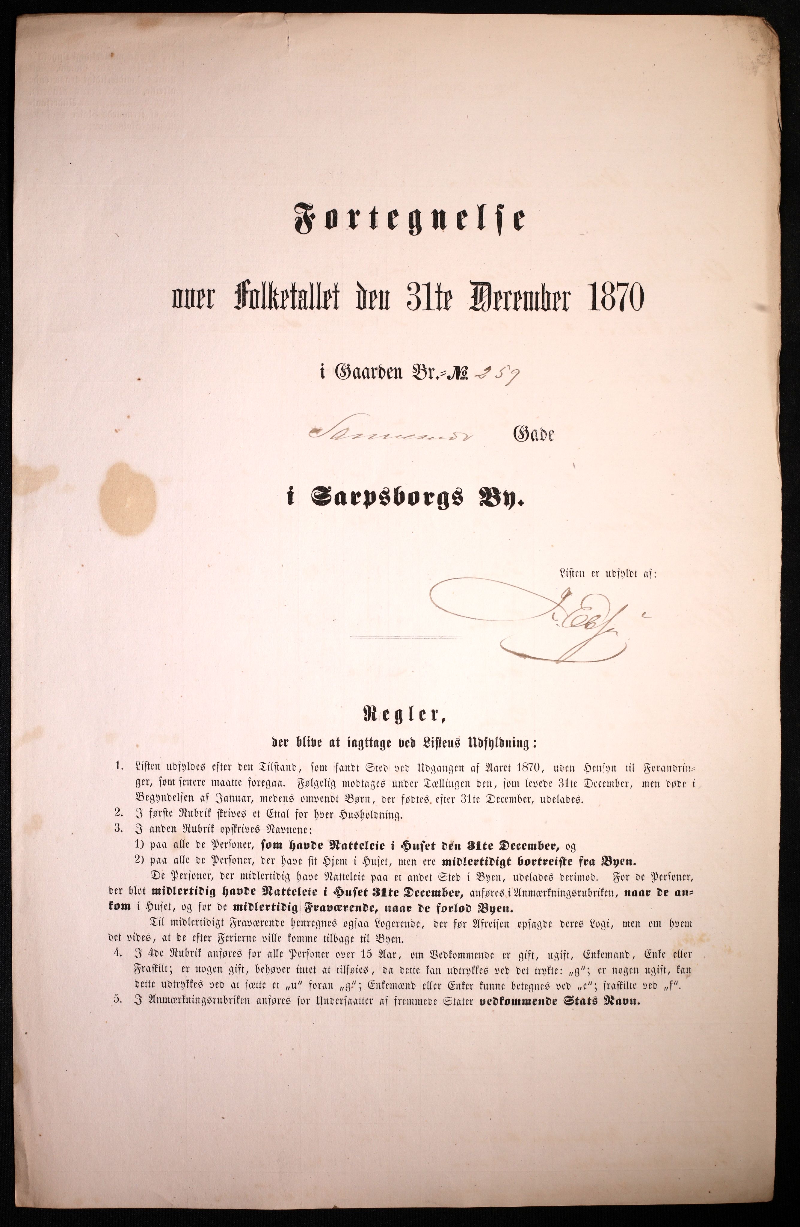 RA, Folketelling 1870 for 0102 Sarpsborg kjøpstad, 1870, s. 99