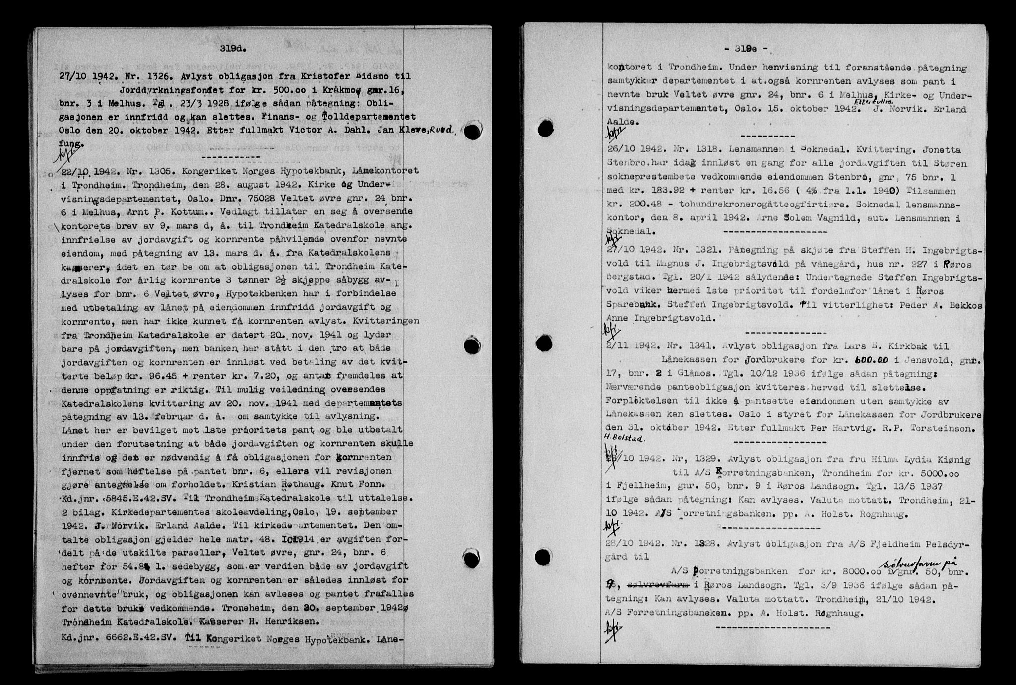 Gauldal sorenskriveri, SAT/A-0014/1/2/2C/L0055: Pantebok nr. 60, 1942-1942, Dagboknr: 1305/1942