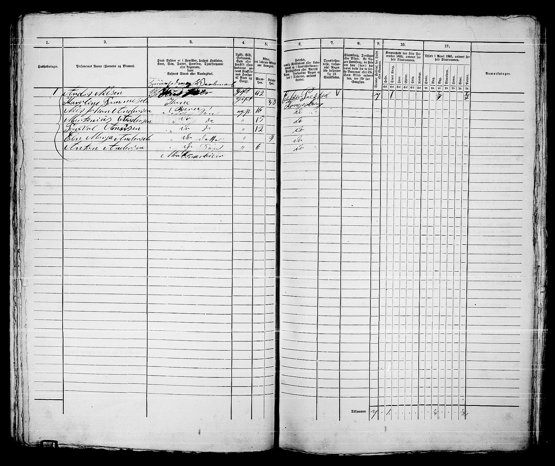 RA, Folketelling 1865 for 0604B Kongsberg prestegjeld, Kongsberg kjøpstad, 1865, s. 1219