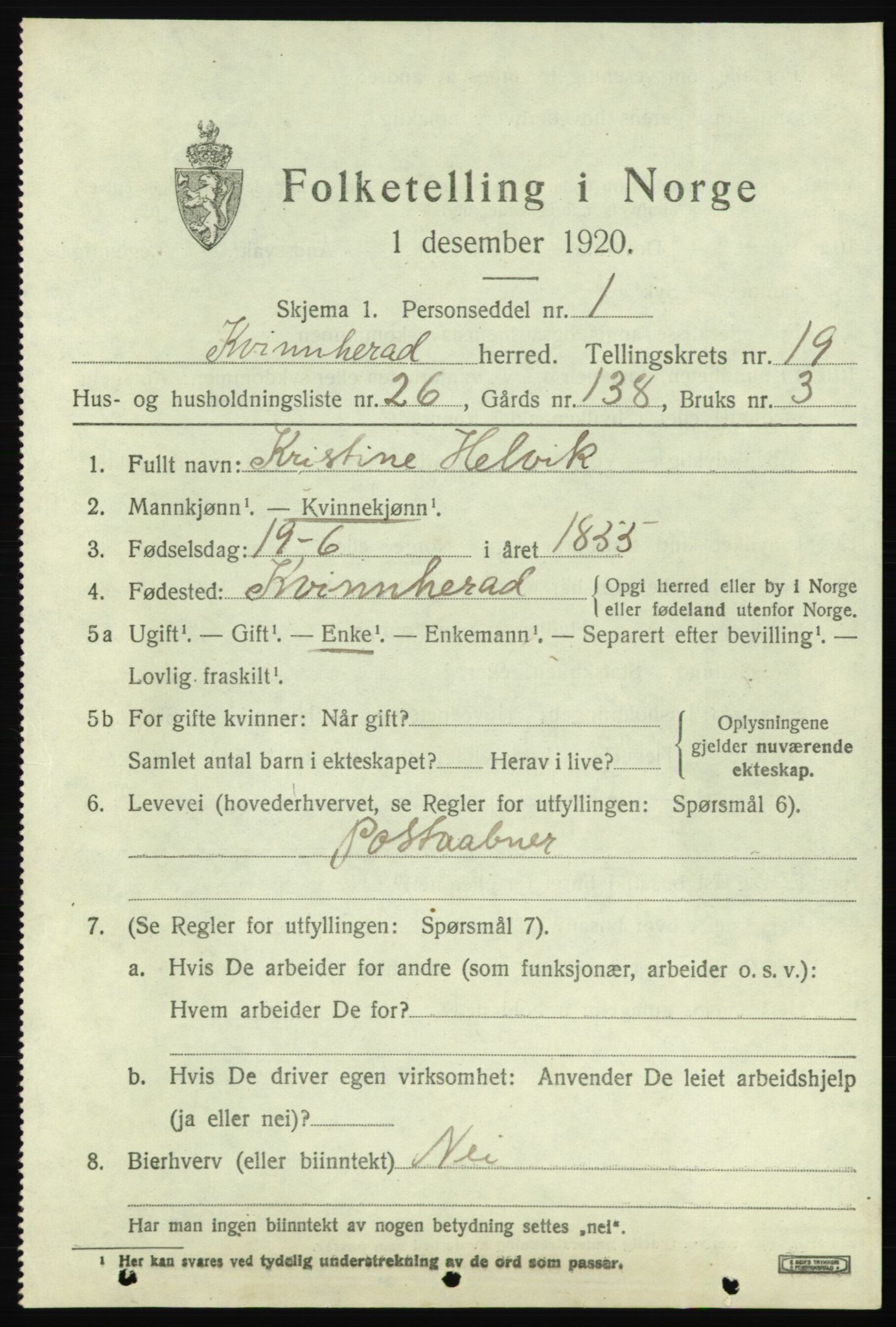 SAB, Folketelling 1920 for 1224 Kvinnherad herred, 1920, s. 12172