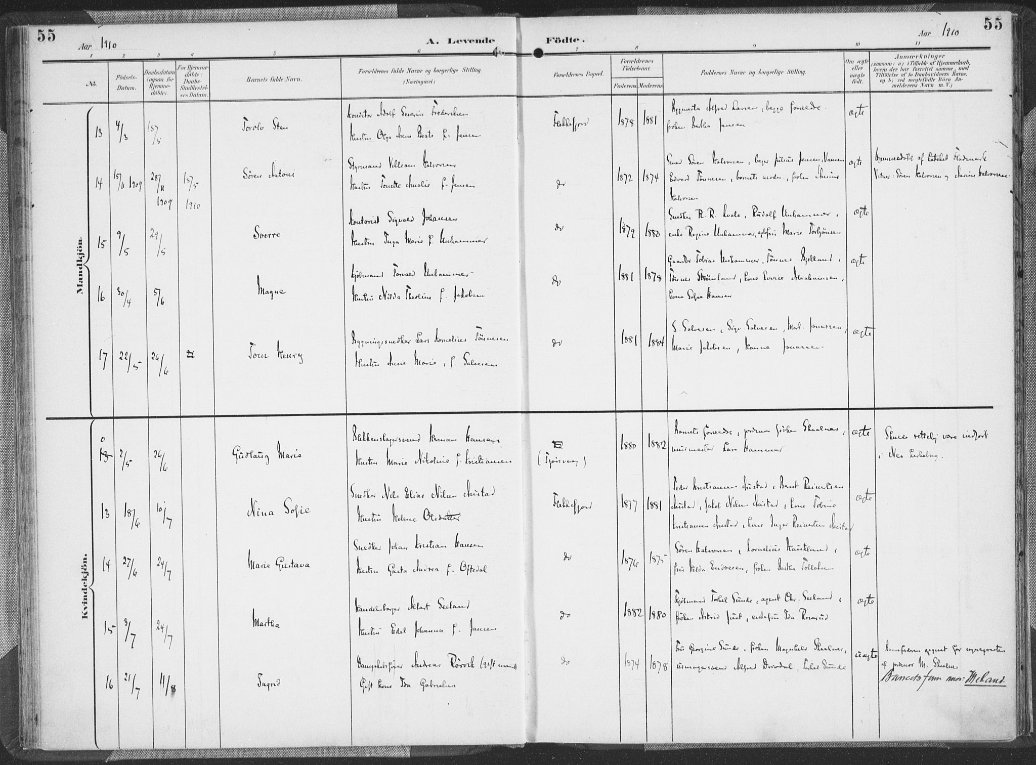 Flekkefjord sokneprestkontor, AV/SAK-1111-0012/F/Fa/Faa/L0002: Ministerialbok nr. A 2, 1900-1912, s. 55