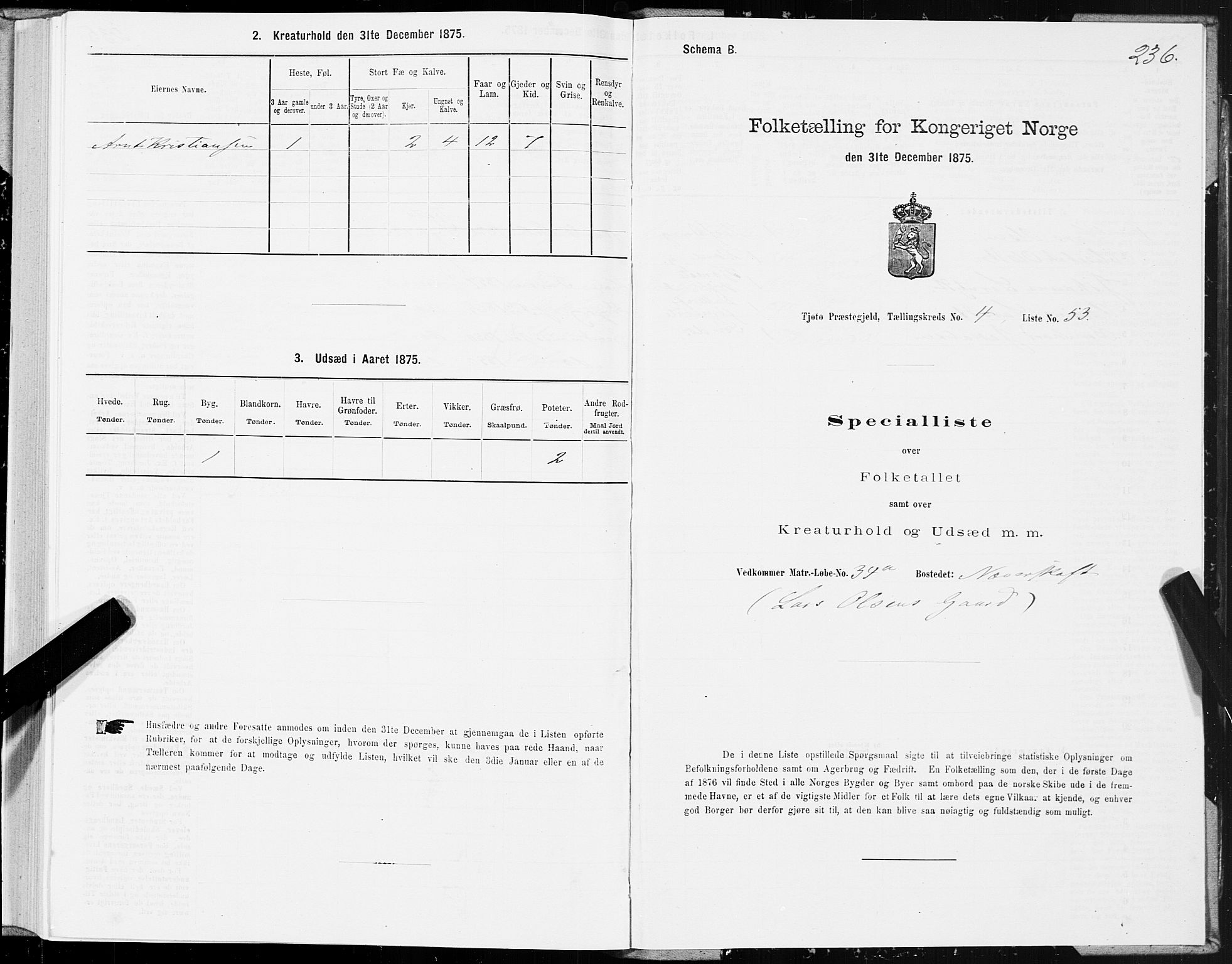 SAT, Folketelling 1875 for 1817P Tjøtta prestegjeld, 1875, s. 2236