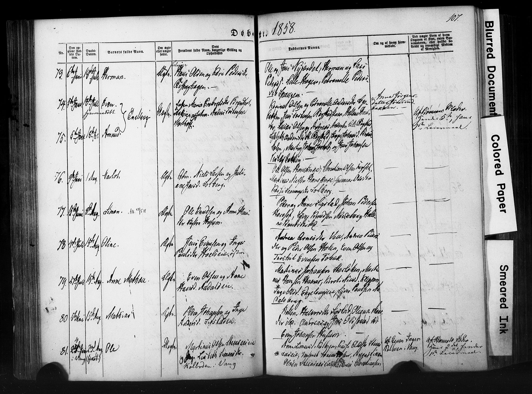Løten prestekontor, AV/SAH-PREST-022/K/Ka/L0007: Ministerialbok nr. 7, 1850-1859, s. 107