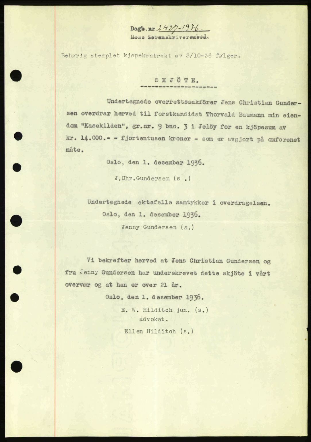 Moss sorenskriveri, SAO/A-10168: Pantebok nr. A2, 1936-1937, Dagboknr: 2427/1936