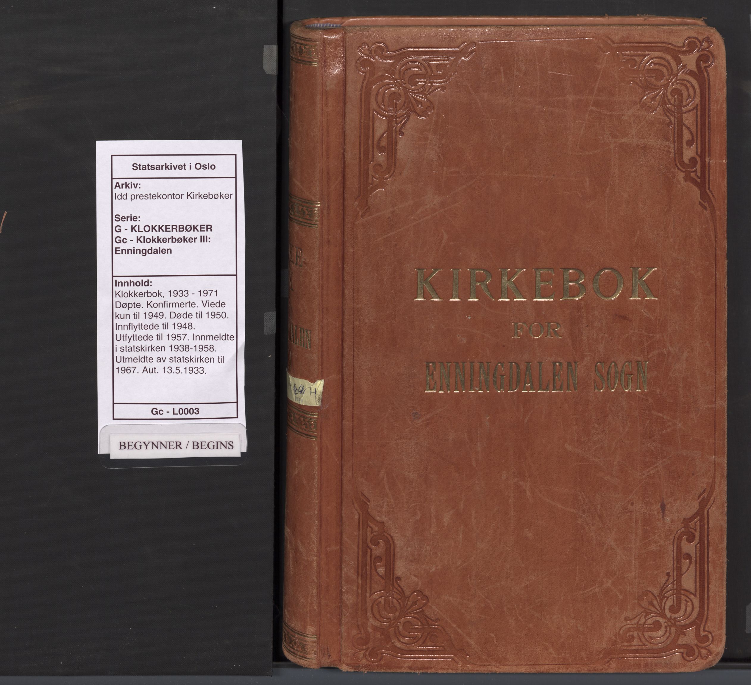 Idd prestekontor Kirkebøker, SAO/A-10911/G/Gc/L0003: Klokkerbok nr. III 3, 1933-1971