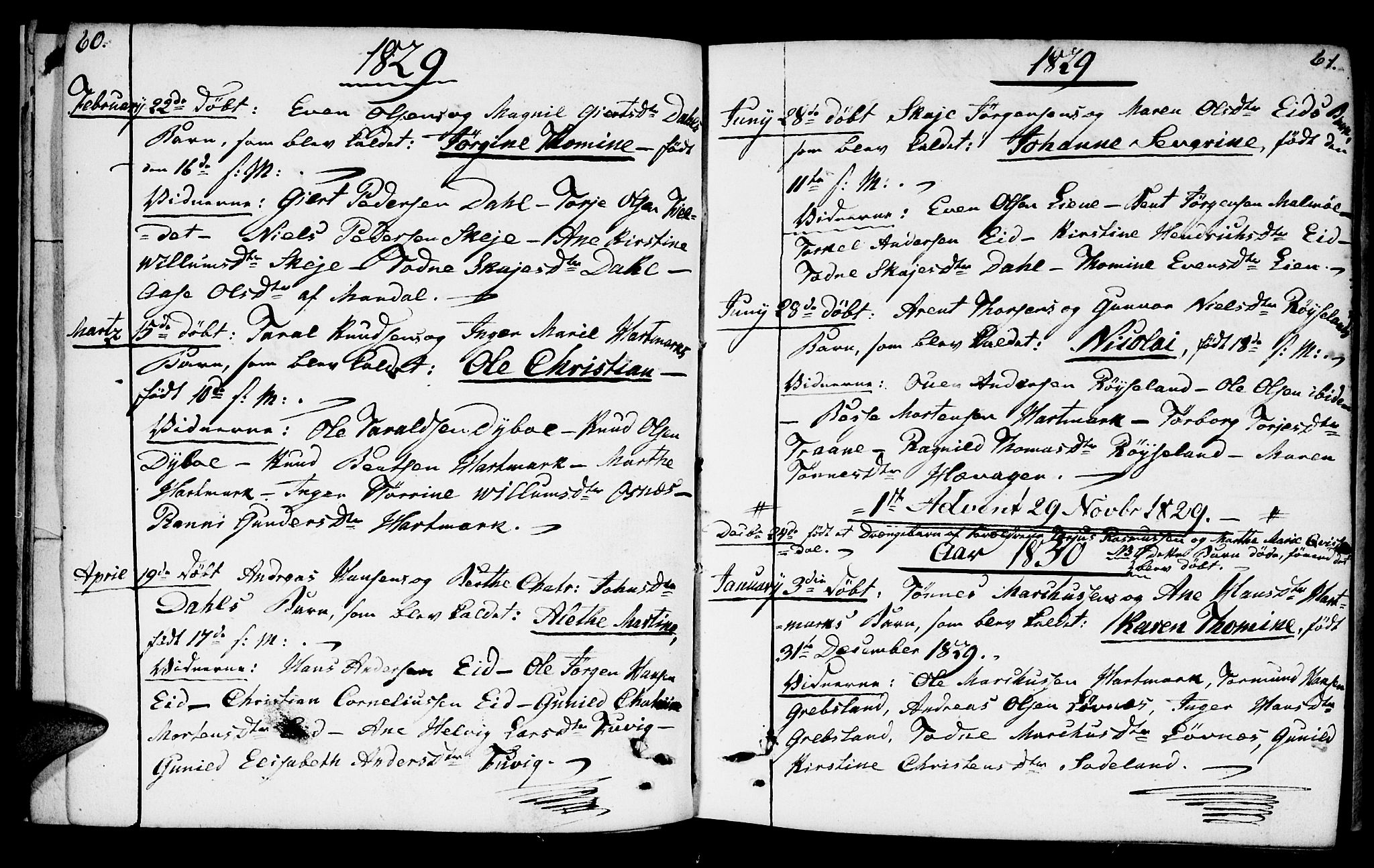 Mandal sokneprestkontor, AV/SAK-1111-0030/F/Fb/Fbb/L0001: Klokkerbok nr. B 1, 1802-1846, s. 60-61