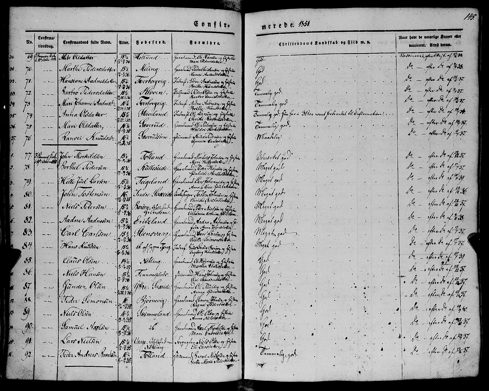 Finnås sokneprestembete, AV/SAB-A-99925/H/Ha/Haa/Haaa/L0007: Ministerialbok nr. A 7, 1850-1862, s. 145