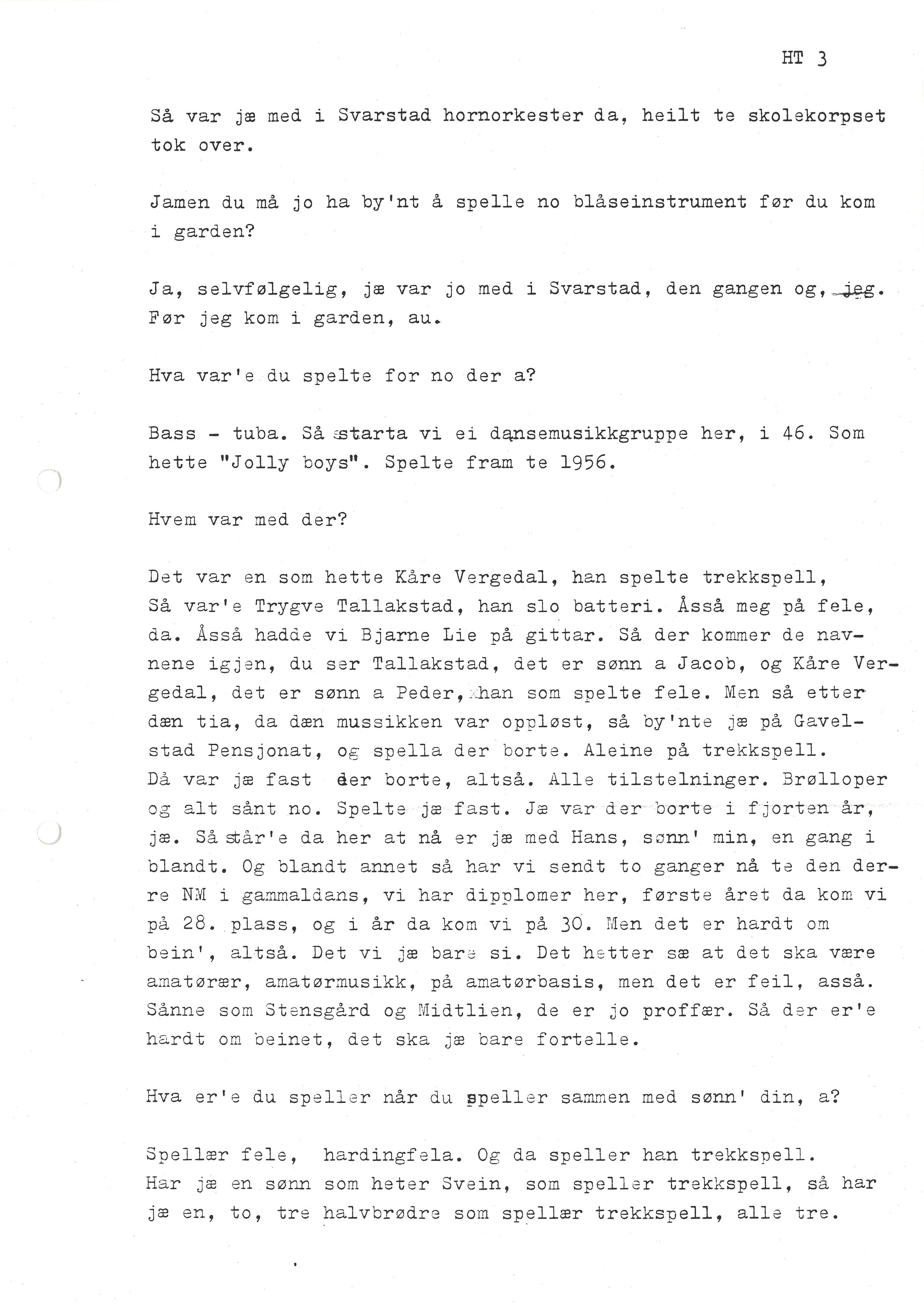 Sa 16 - Folkemusikk fra Vestfold, Gjerdesamlingen, VEMU/A-1868/I/L0001: Informantregister med intervjunedtegnelser, 1979-1986