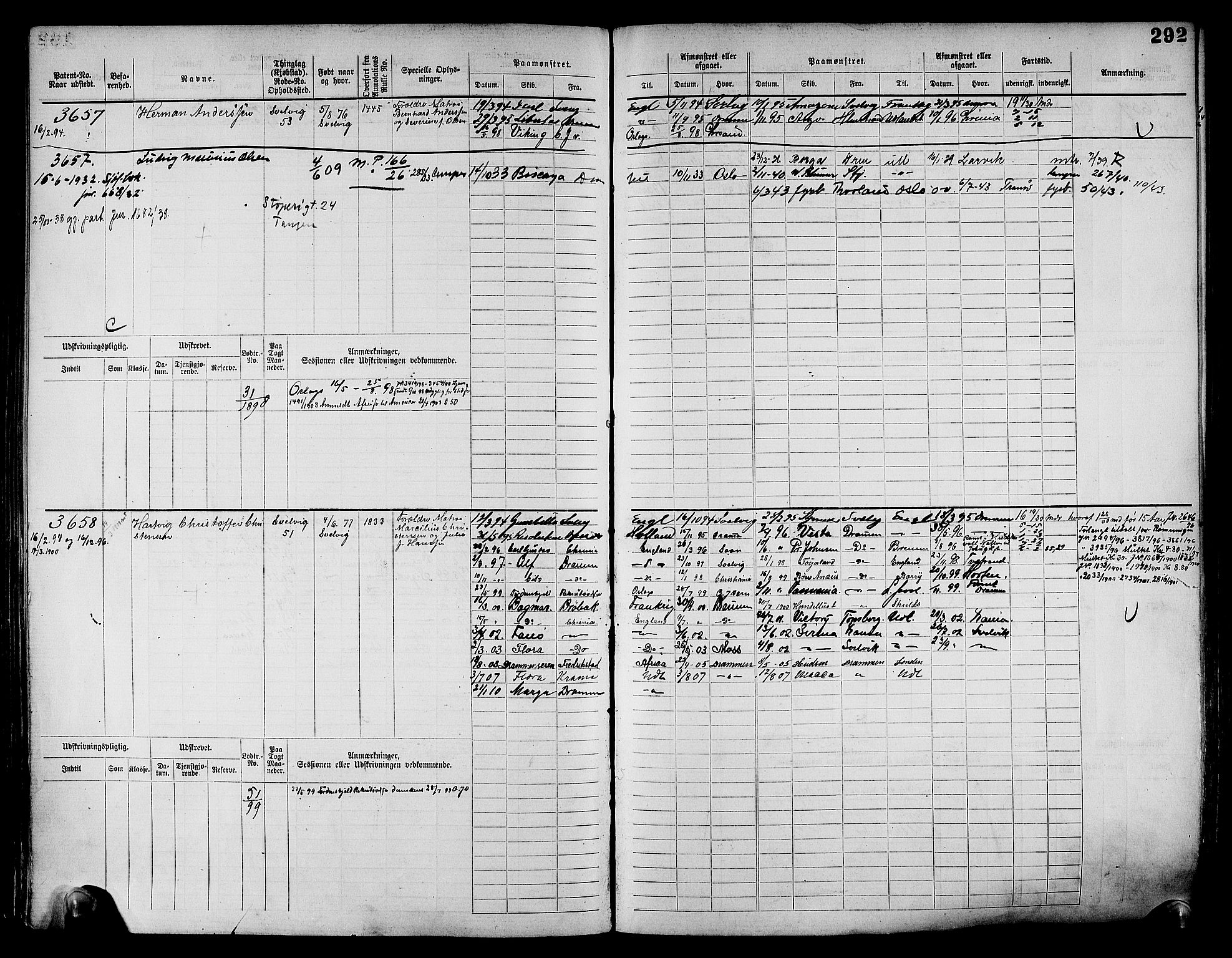 Drammen innrulleringsdistrikt, AV/SAKO-A-781/F/Fc/L0004: Hovedrulle, 1885, s. 298