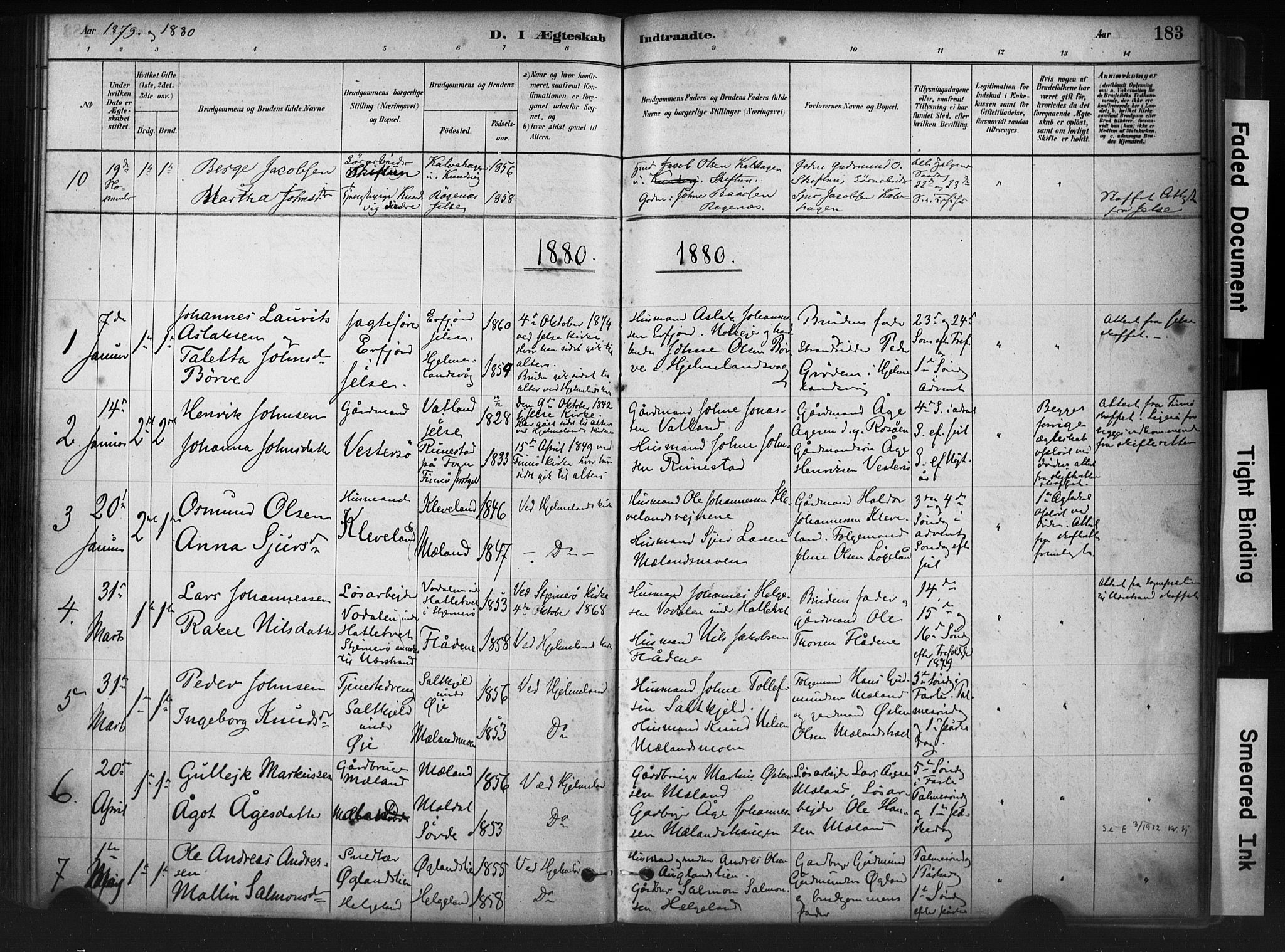 Hjelmeland sokneprestkontor, AV/SAST-A-101843/01/IV/L0014: Ministerialbok nr. A 14, 1879-1900, s. 183