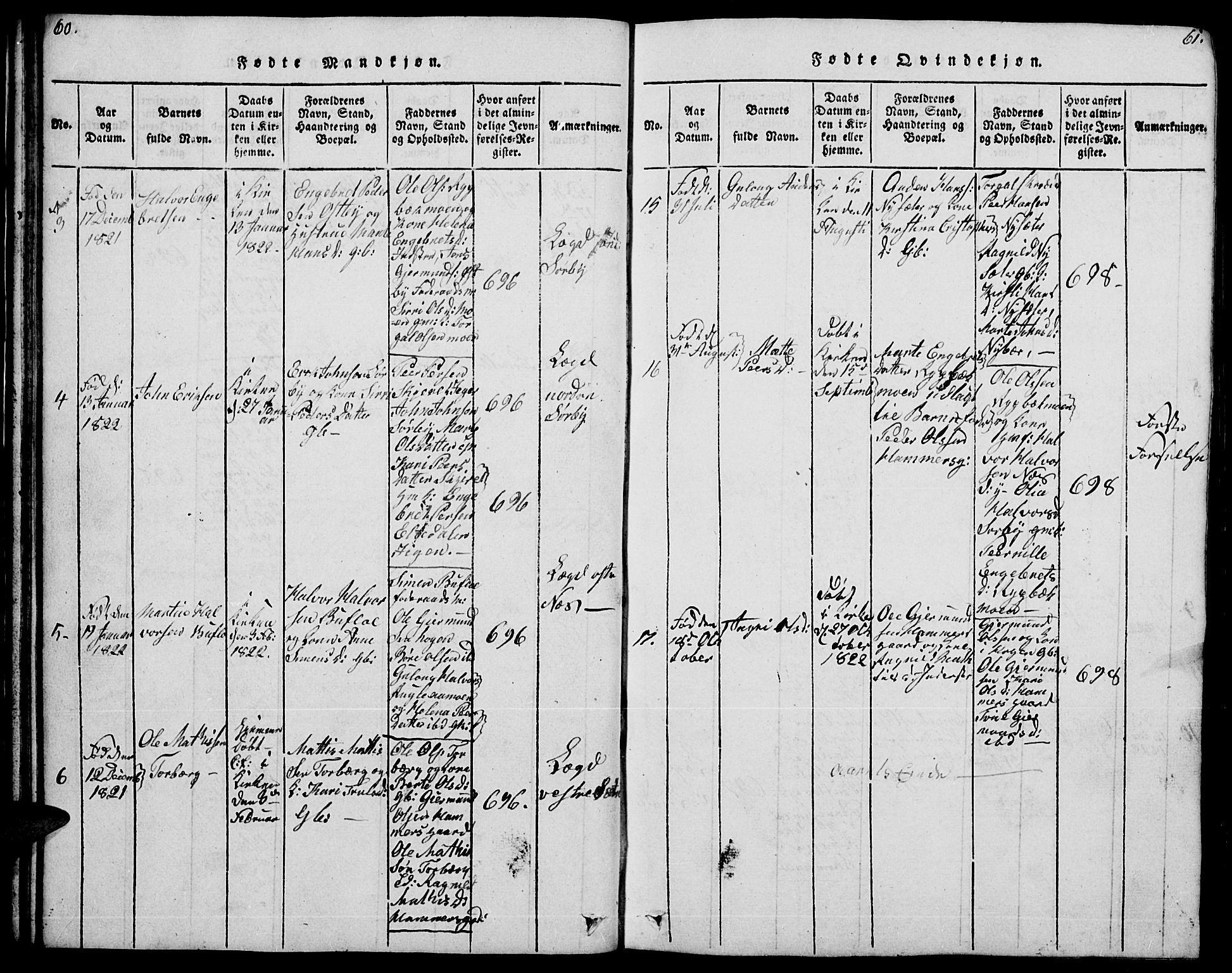 Trysil prestekontor, AV/SAH-PREST-046/H/Ha/Hab/L0004: Klokkerbok nr. 4, 1814-1841, s. 60-61