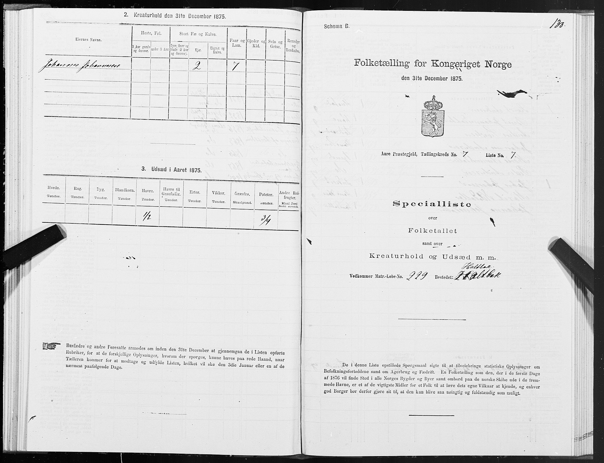 SAT, Folketelling 1875 for 1569P Aure prestegjeld, 1875, s. 5130