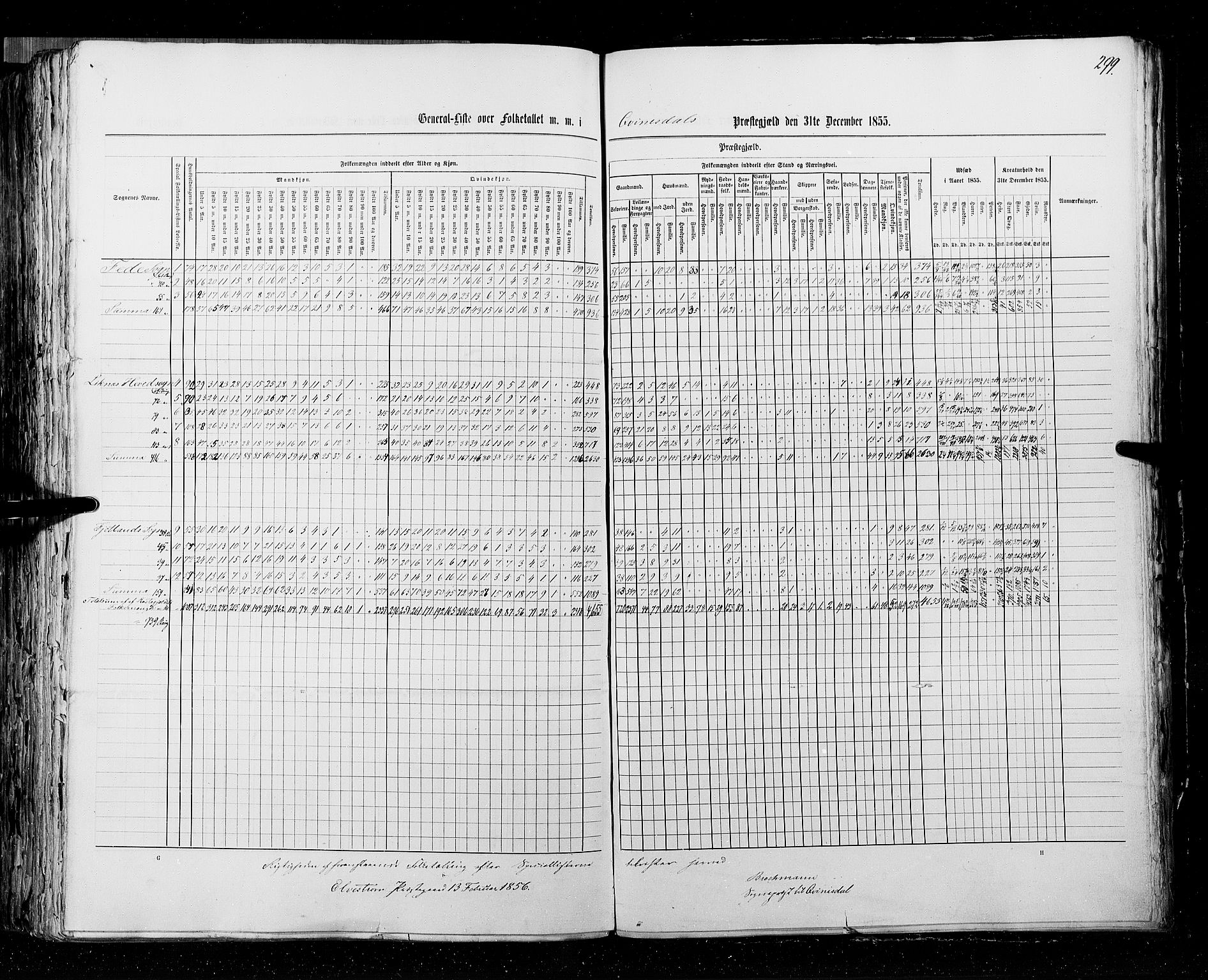 RA, Folketellingen 1855, bind 3: Bratsberg amt, Nedenes amt og Lister og Mandal amt, 1855, s. 299