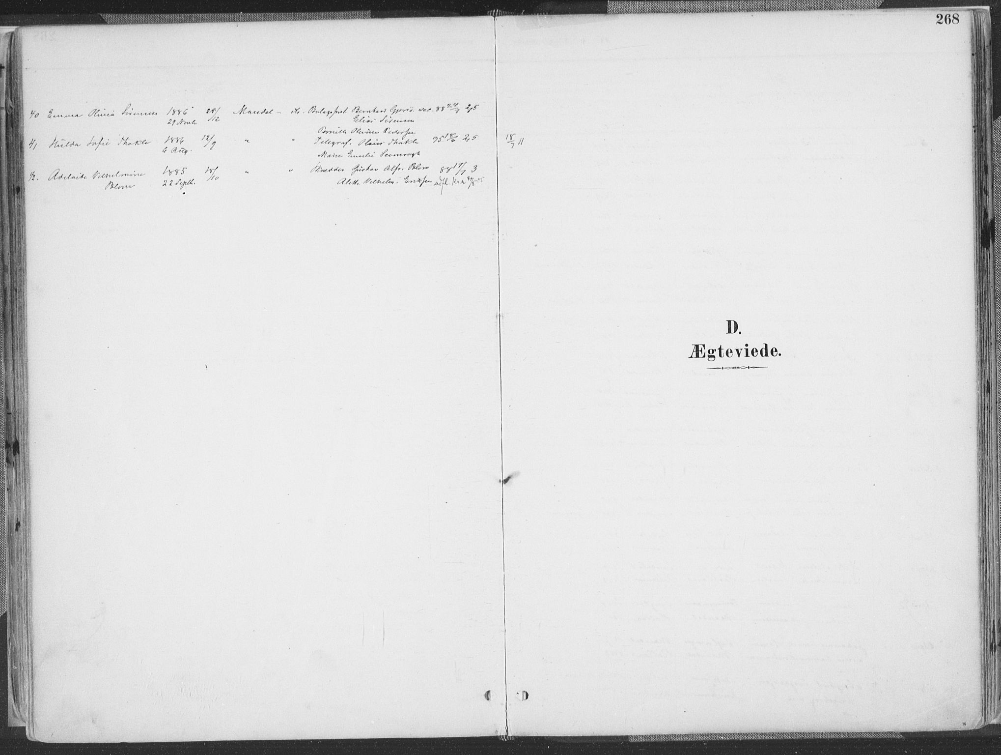 Mandal sokneprestkontor, SAK/1111-0030/F/Fa/Faa/L0018: Ministerialbok nr. A 18, 1890-1905, s. 268
