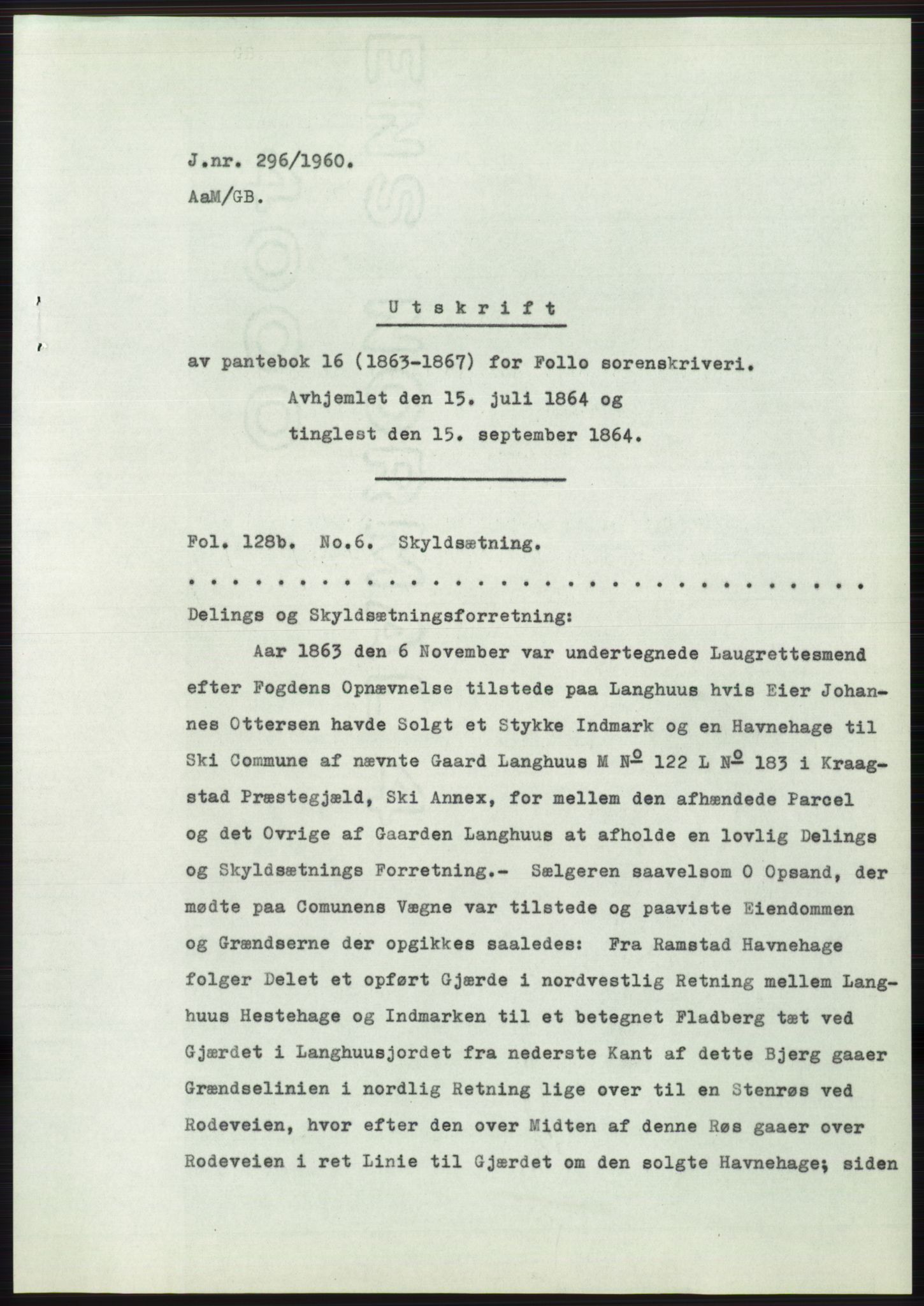 Statsarkivet i Oslo, SAO/A-10621/Z/Zd/L0011: Avskrifter, j.nr 4-798/1960, 1960, s. 156