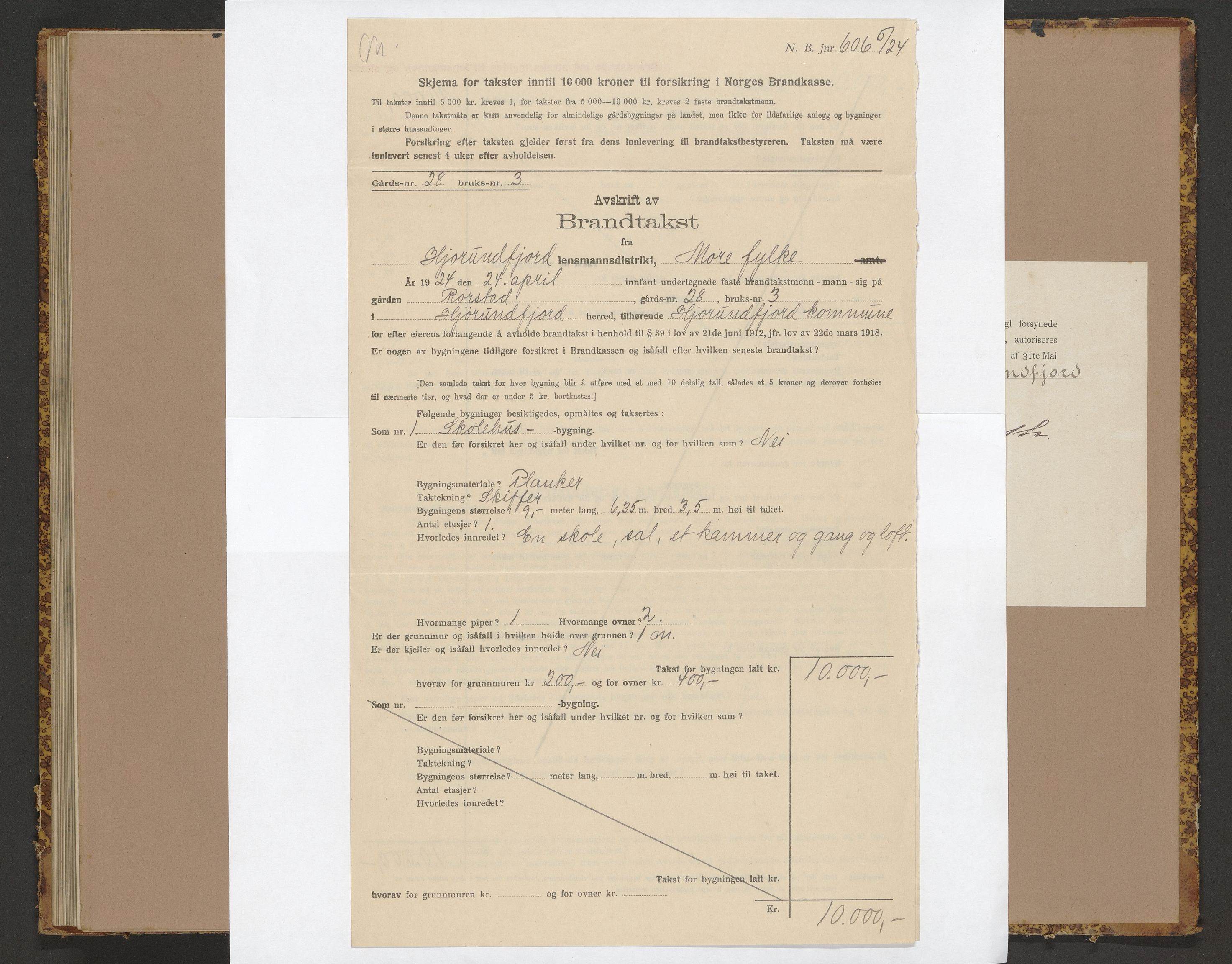 Norges Brannkasse Hjørundfjord, AV/SAT-A-5490/F/Fb/L0001: Branntakstprotokoll, 1911-1949