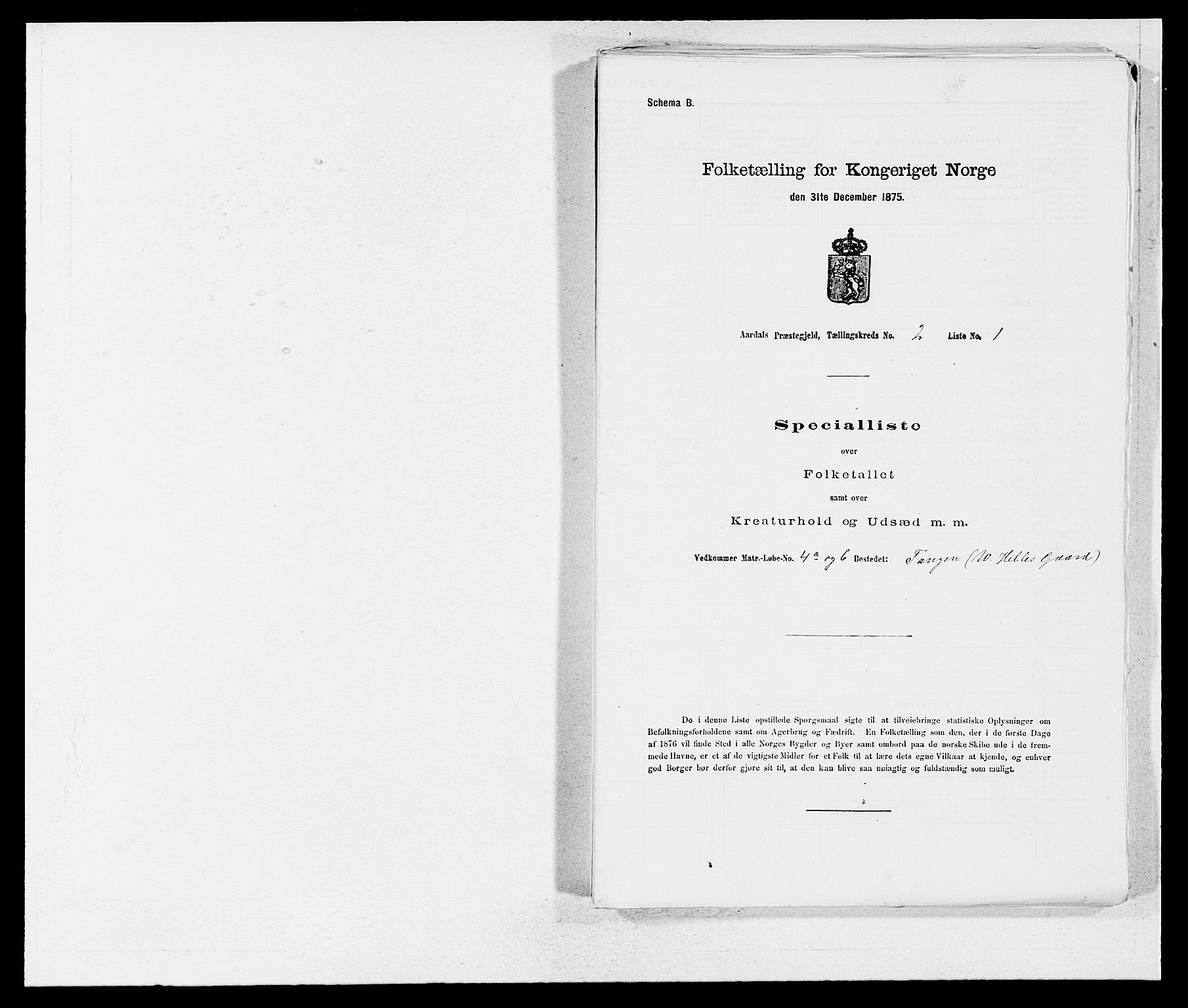 SAB, Folketelling 1875 for 1424P Årdal prestegjeld, 1875, s. 178