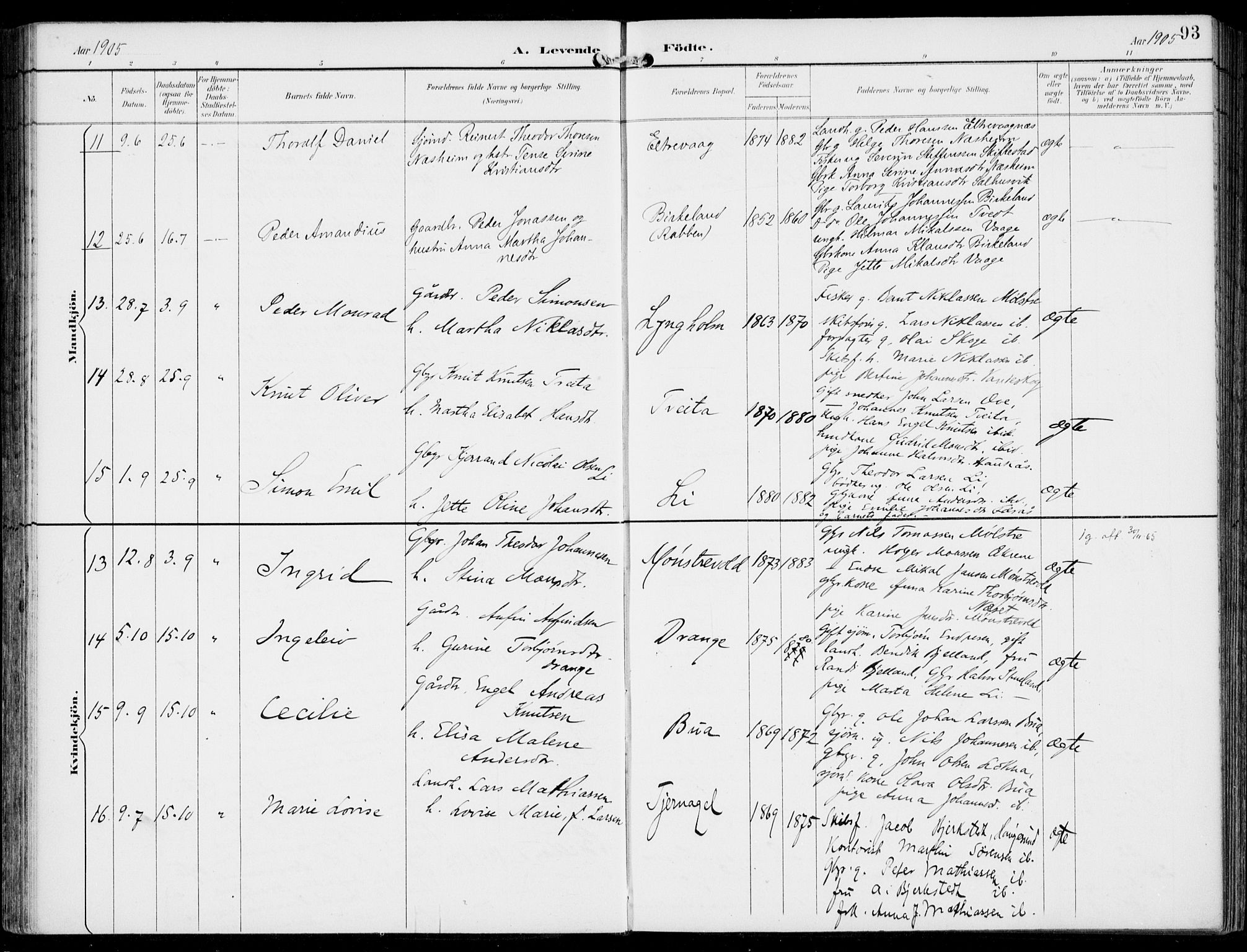 Sveio Sokneprestembete, AV/SAB-A-78501/H/Haa: Ministerialbok nr. B  3, 1894-1906, s. 93