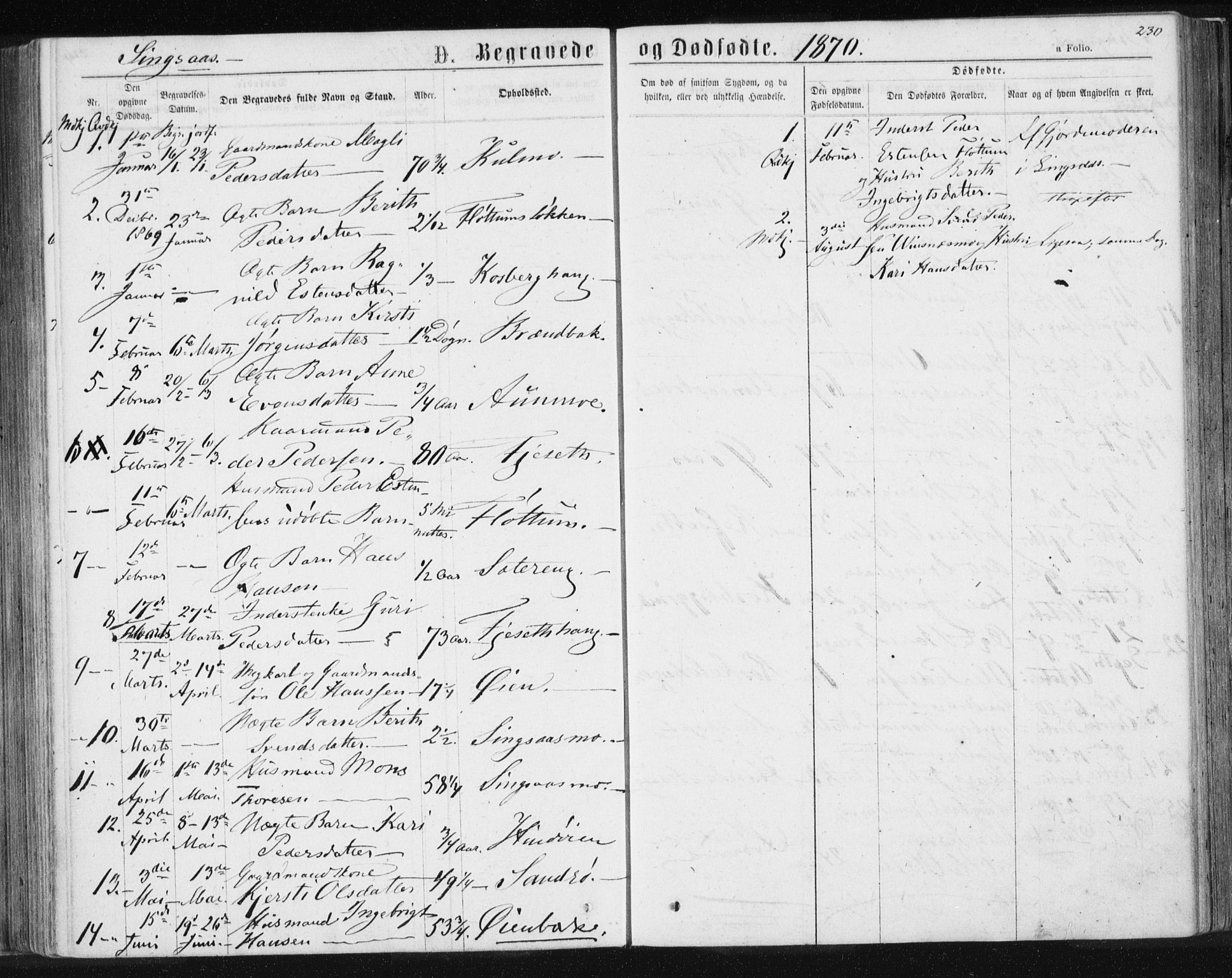 Ministerialprotokoller, klokkerbøker og fødselsregistre - Sør-Trøndelag, SAT/A-1456/685/L0970: Ministerialbok nr. 685A08 /2, 1870-1878, s. 230