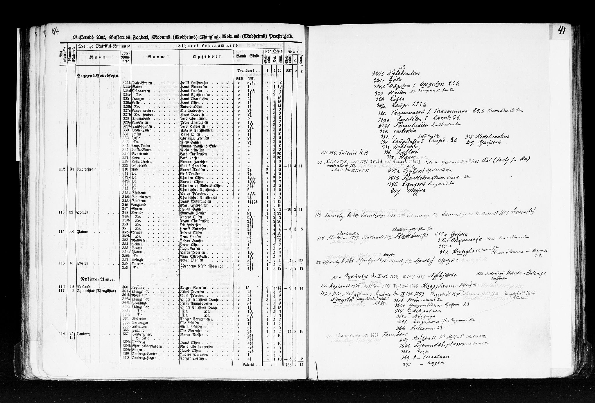 Rygh, AV/RA-PA-0034/F/Fb/L0005: Matrikkelen for 1838 - Buskerud amt (Buskerud fylke), 1838, s. 41a