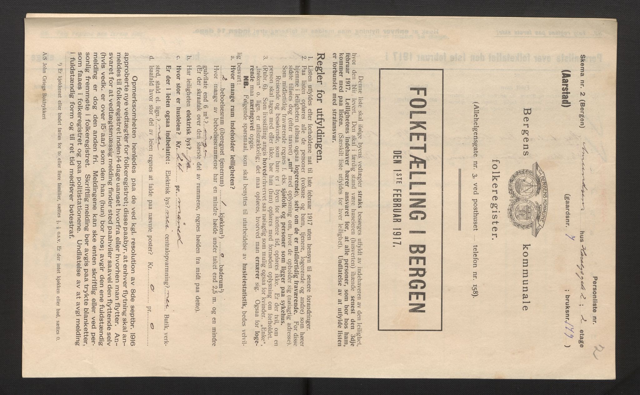 SAB, Kommunal folketelling 1917 for Bergen kjøpstad, 1917, s. 49505