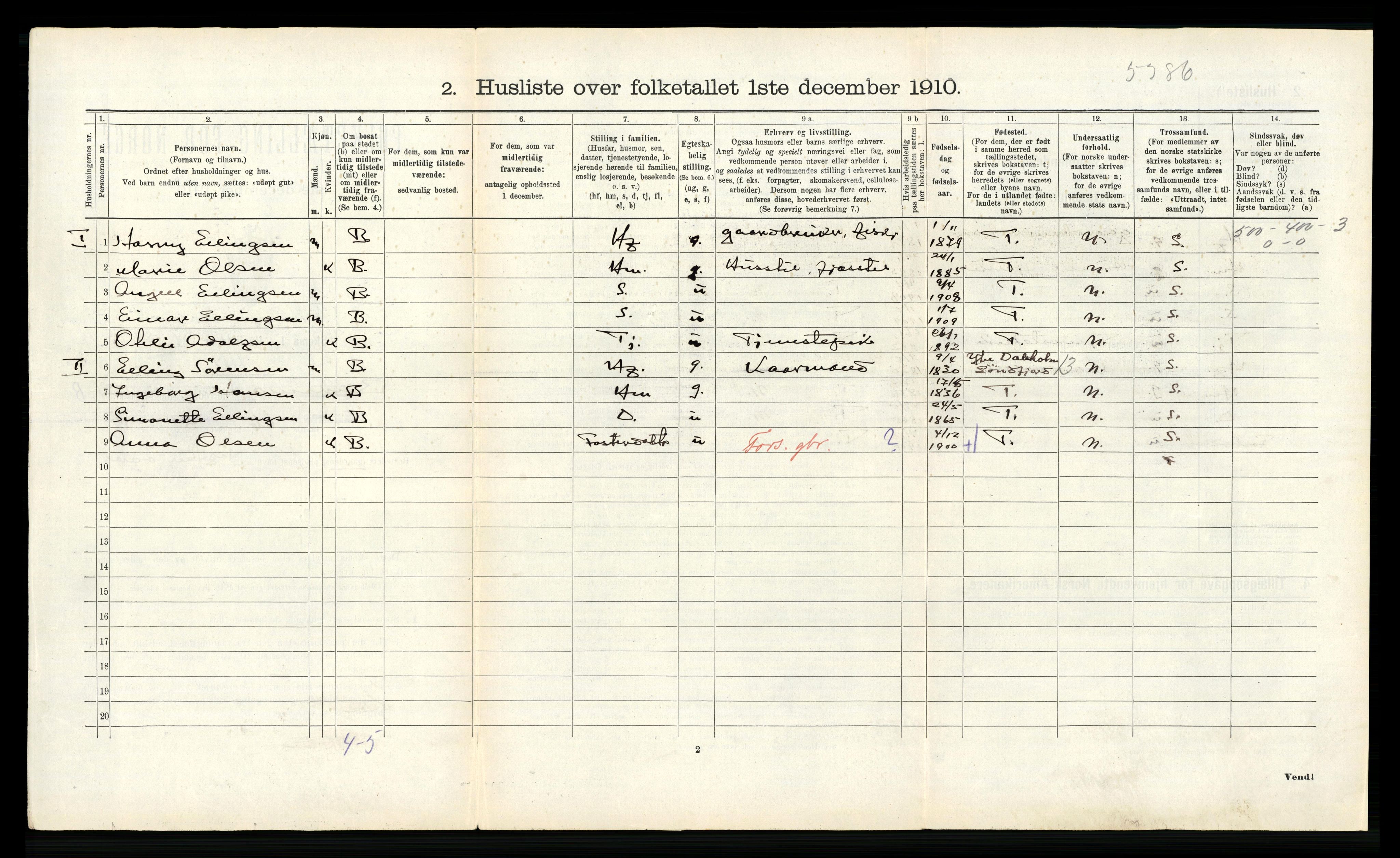 RA, Folketelling 1910 for 1860 Buksnes herred, 1910, s. 1157