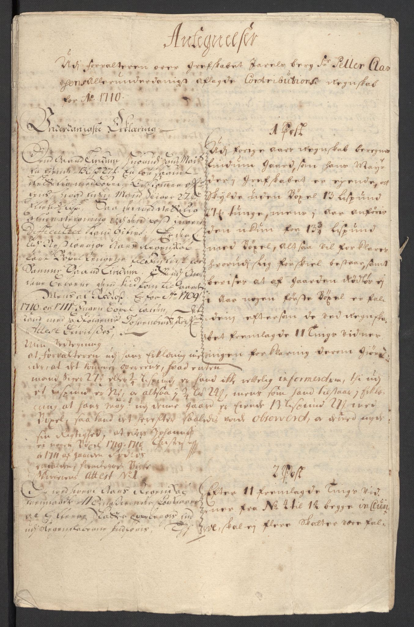 Rentekammeret inntil 1814, Reviderte regnskaper, Fogderegnskap, RA/EA-4092/R32/L1875: Fogderegnskap Jarlsberg grevskap, 1710, s. 357