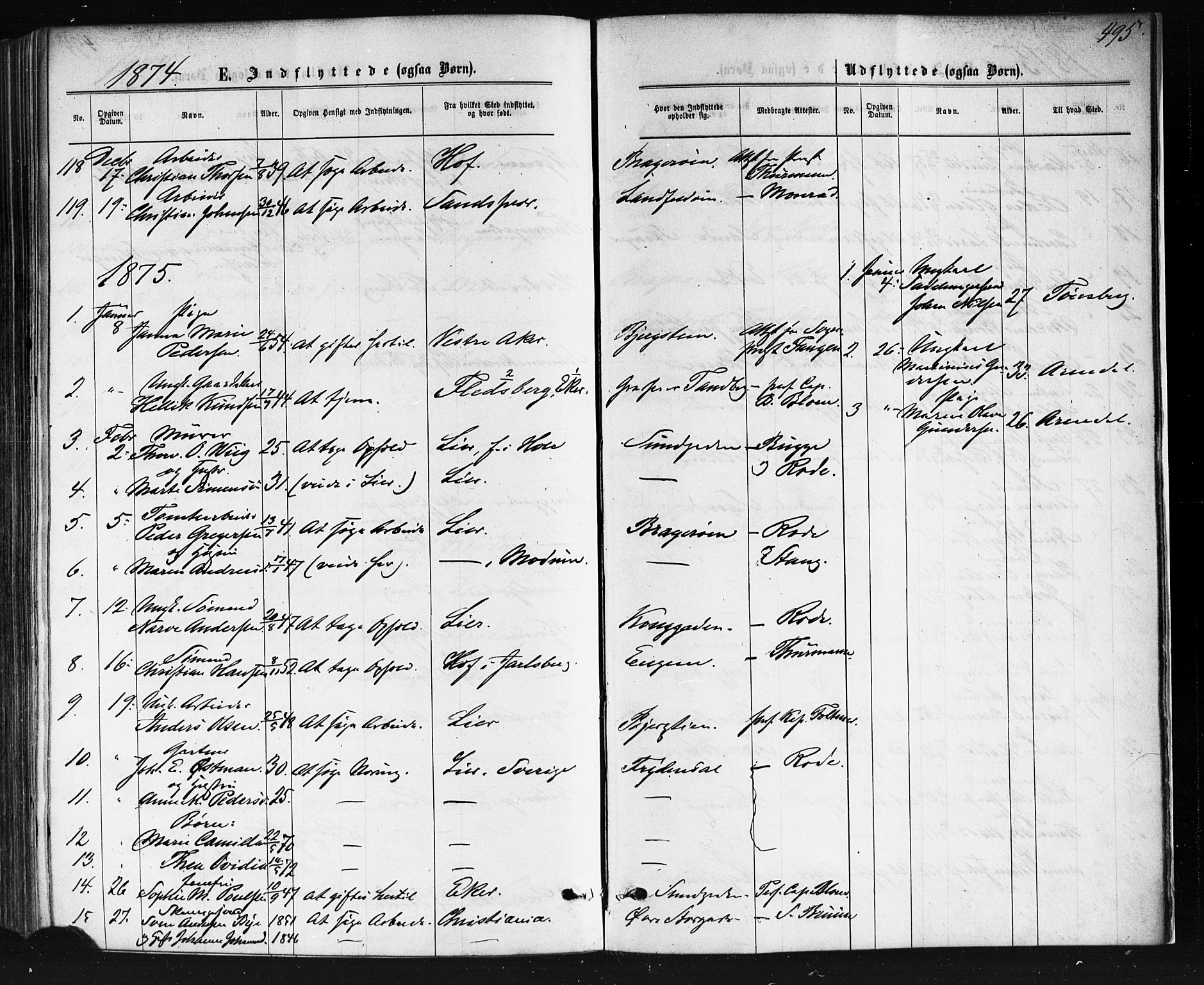 Bragernes kirkebøker, AV/SAKO-A-6/F/Fb/L0004: Ministerialbok nr. II 4, 1869-1875, s. 495