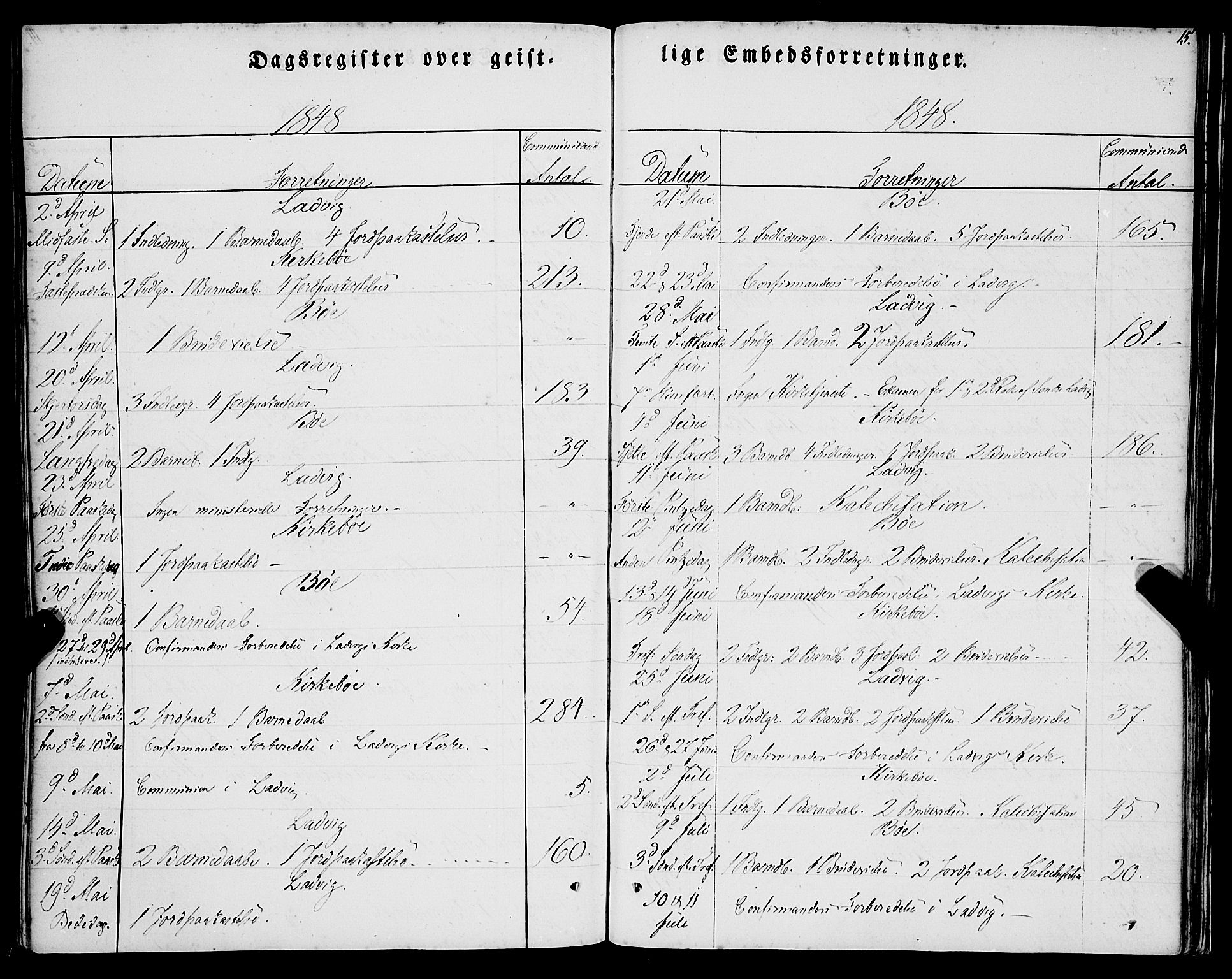 Lavik sokneprestembete, SAB/A-80901: Ministerialbok nr. A 3, 1843-1863, s. 15