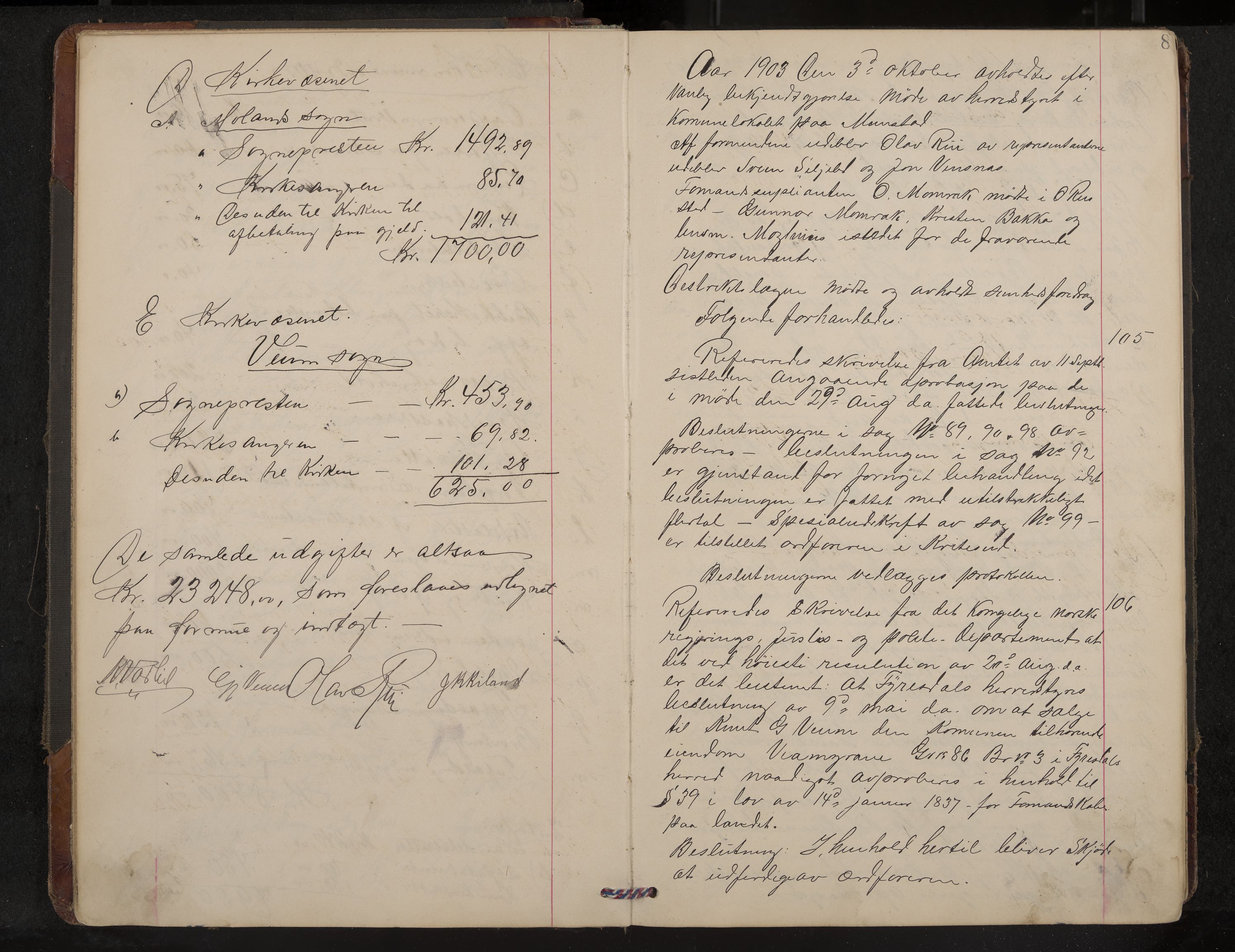Fyresdal formannskap og sentraladministrasjon, IKAK/0831021-1/Aa/L0004: Møtebok, 1903-1911, s. 8