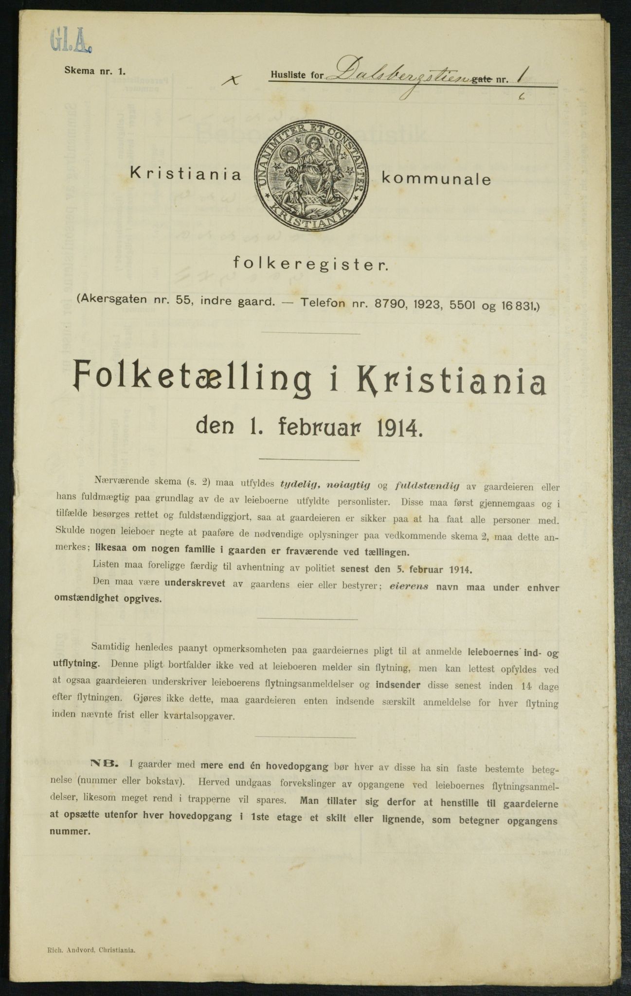 OBA, Kommunal folketelling 1.2.1914 for Kristiania, 1914, s. 14162