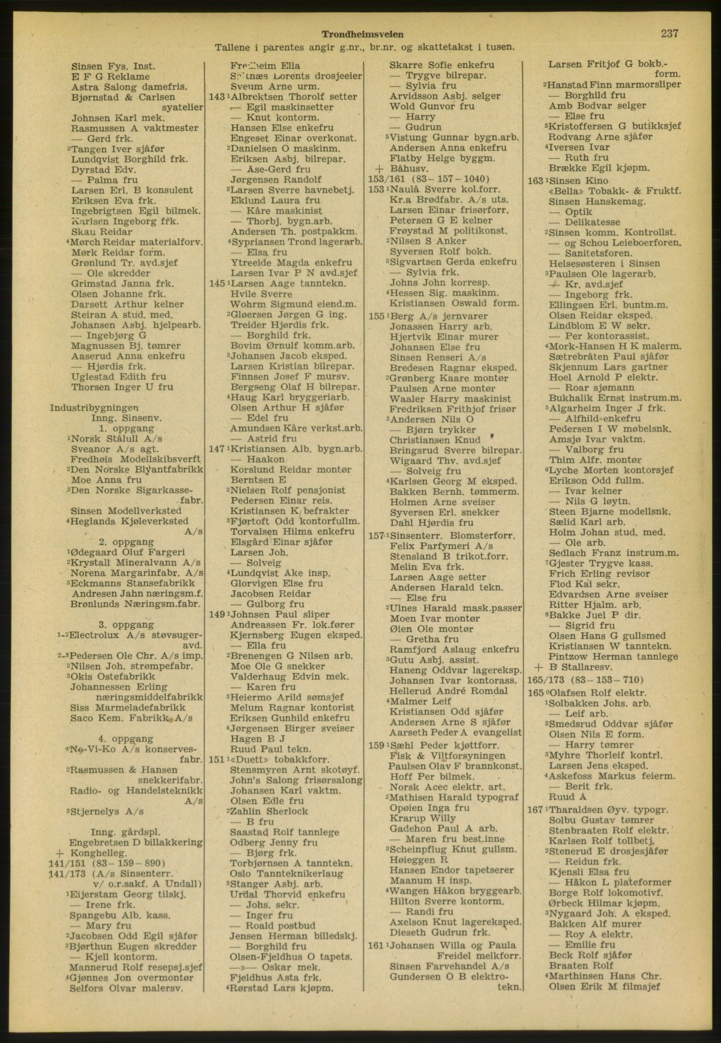 Kristiania/Oslo adressebok, PUBL/-, 1953, s. 237