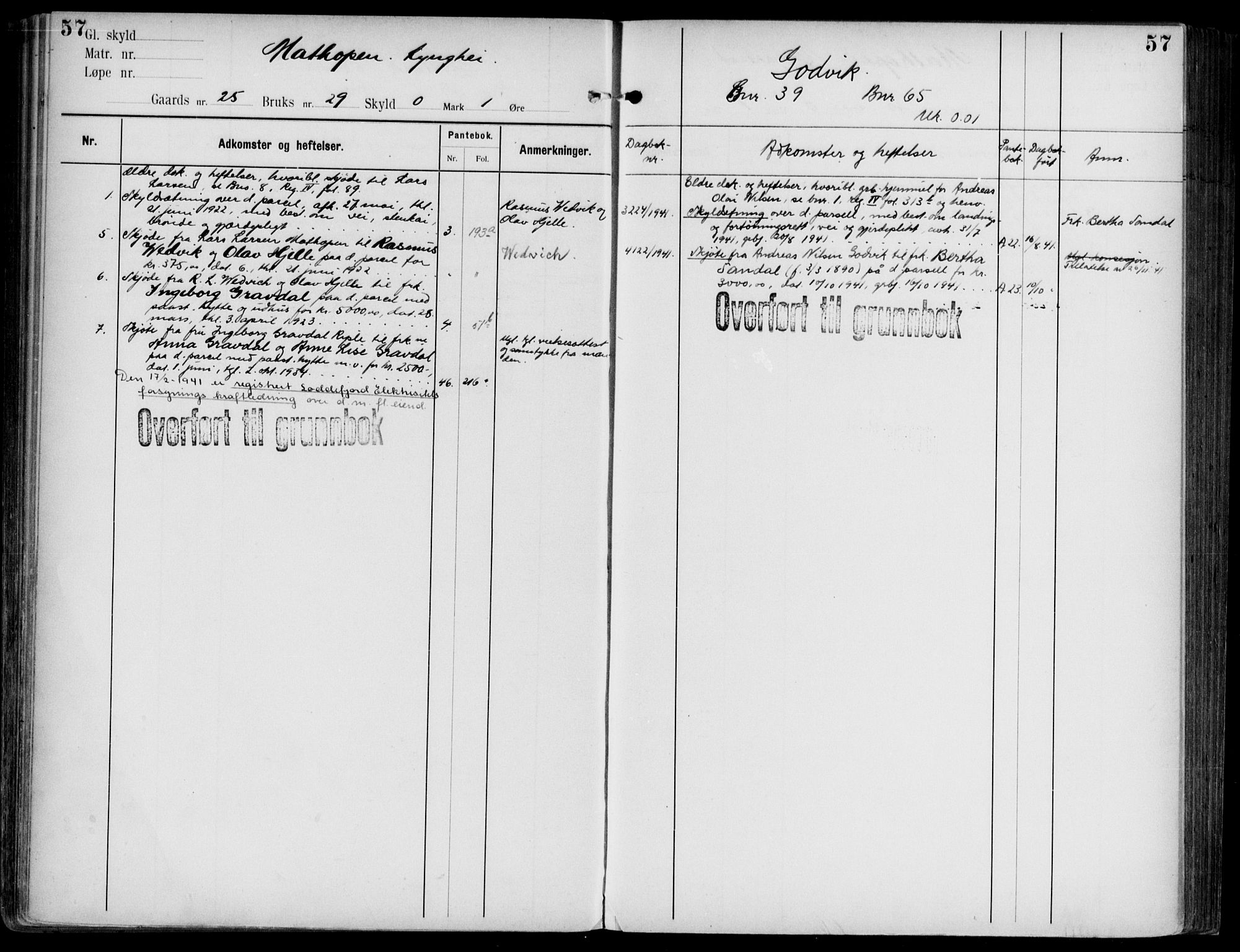 Midhordland sorenskriveri, AV/SAB-A-3001/1/G/Ga/Gab/L0108: Panteregister nr. II.A.b.108, s. 57