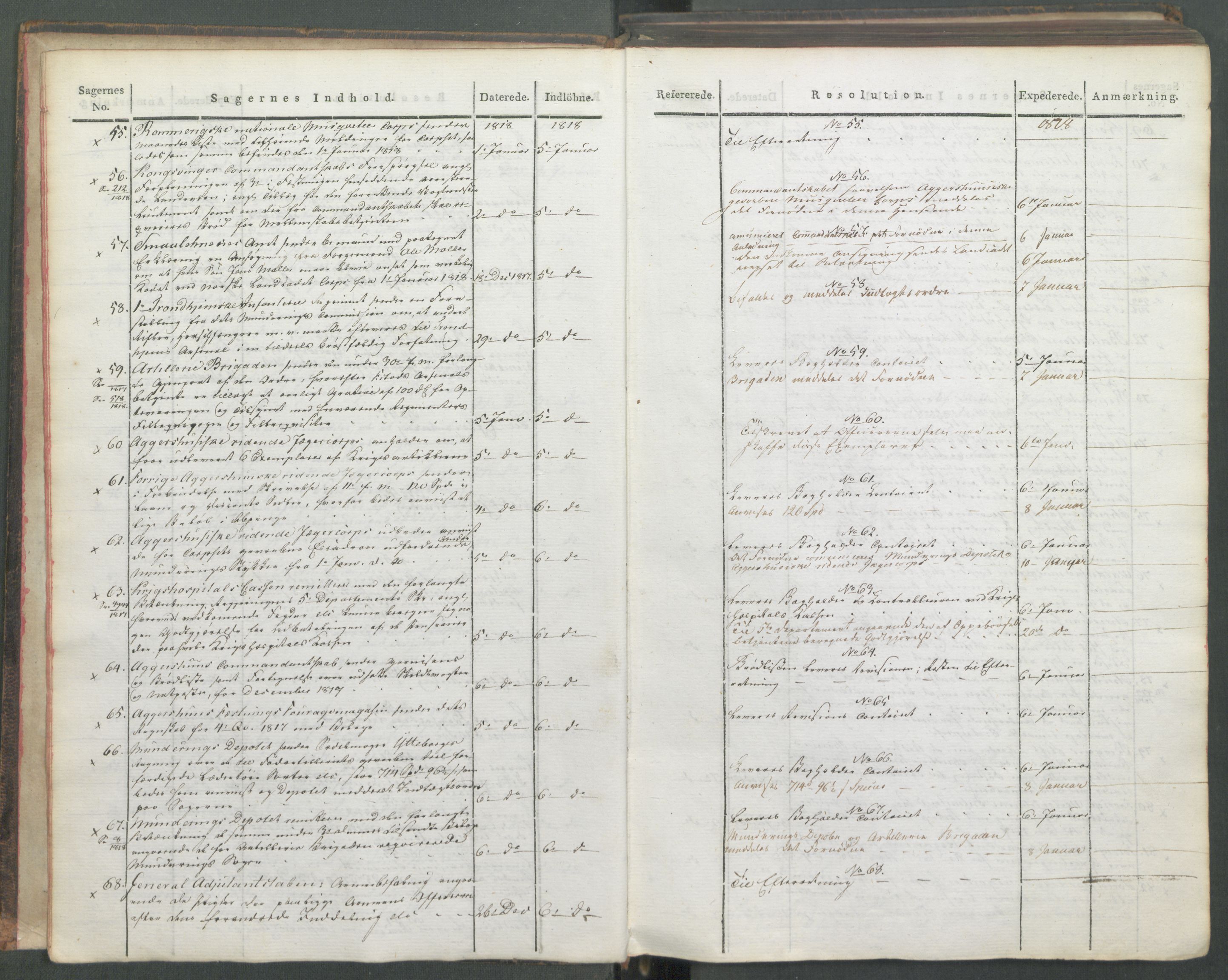 Armédepartementet, AV/RA-RAFA-3493/C/Ca/L0015: 6. Departements Journal, 1818