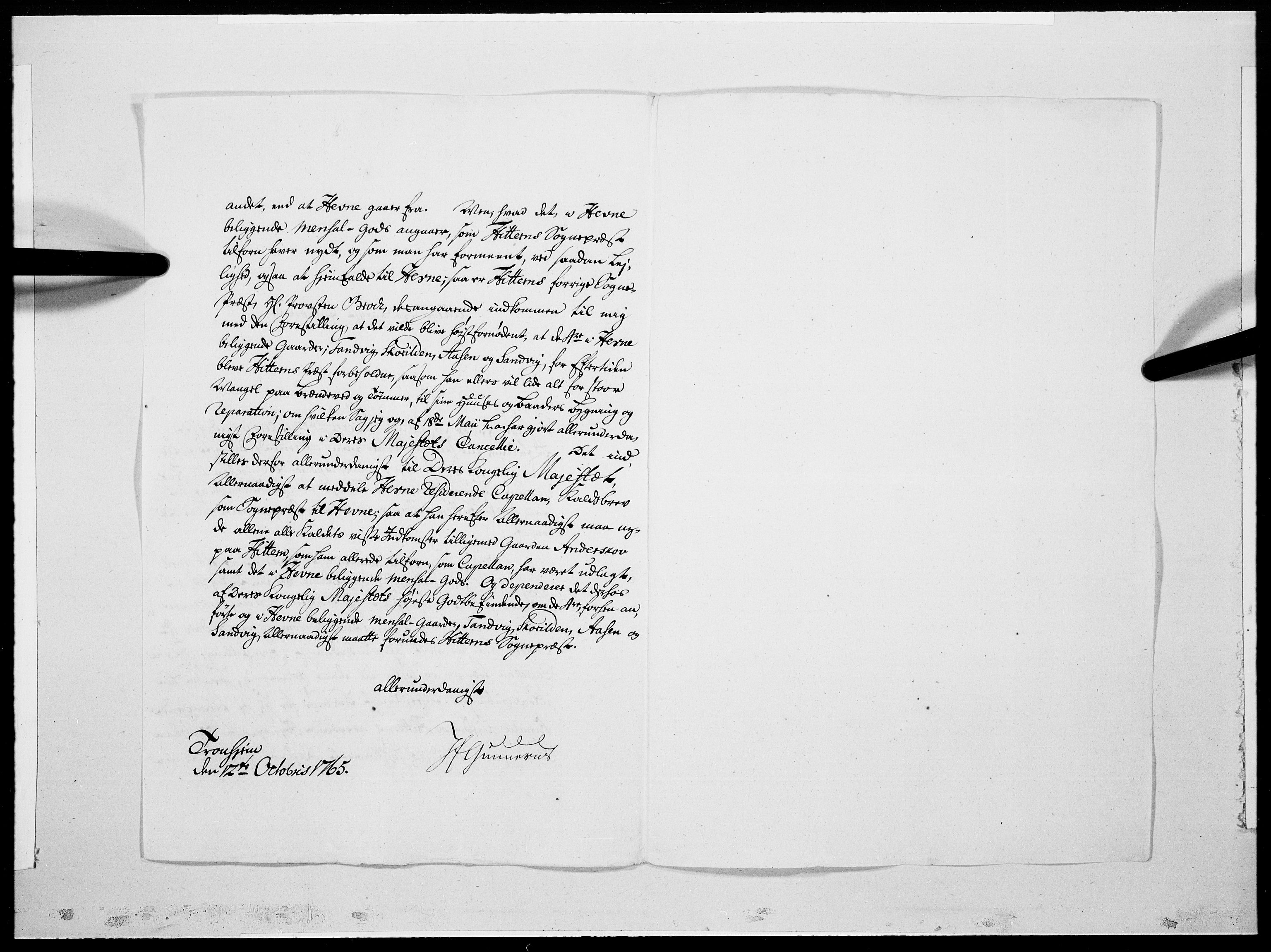 Danske Kanselli 1572-1799, AV/RA-EA-3023/F/Fc/Fcc/Fcca/L0191: Norske innlegg 1572-1799, 1765, s. 521