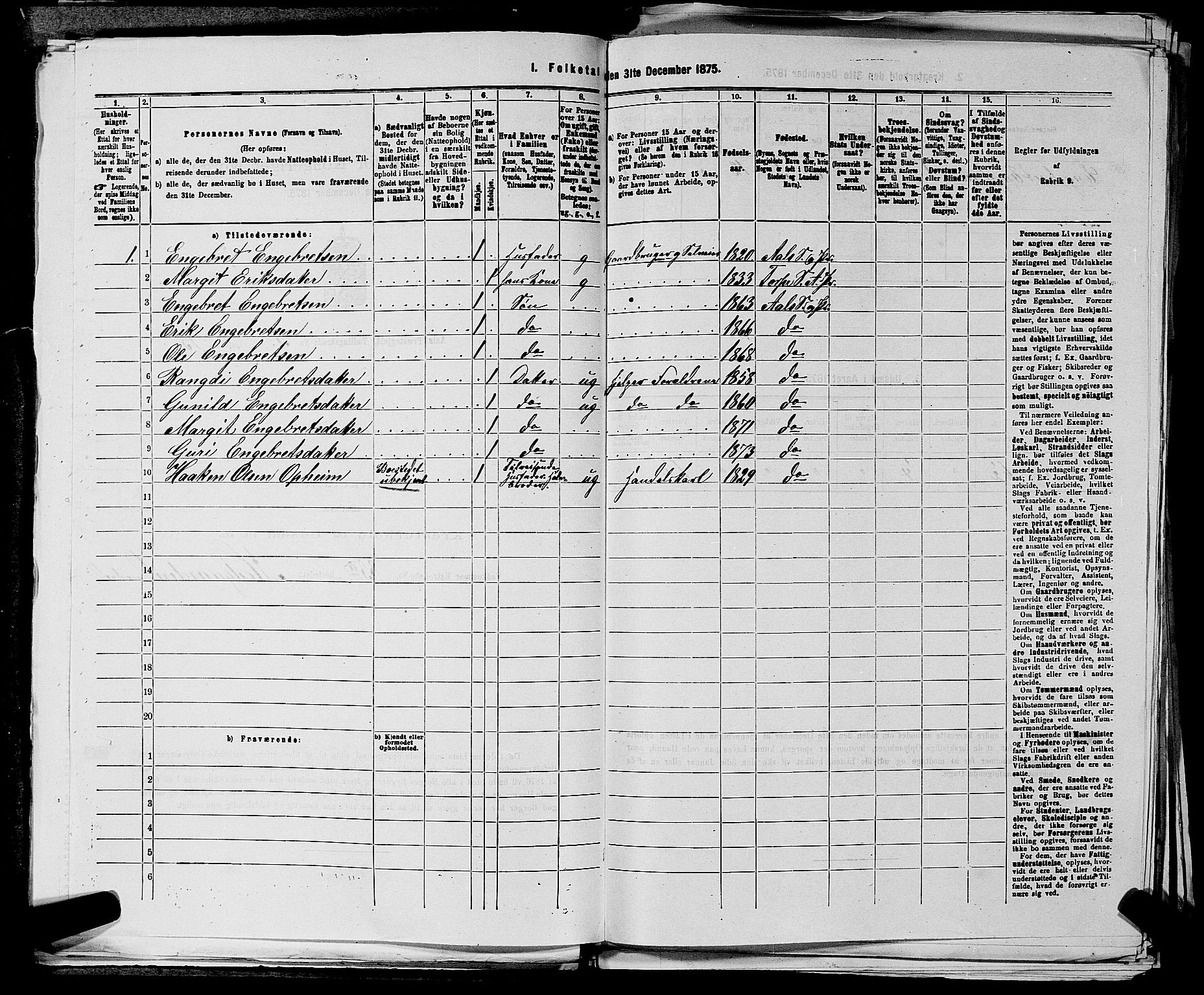 SAKO, Folketelling 1875 for 0619P Ål prestegjeld, 1875, s. 346