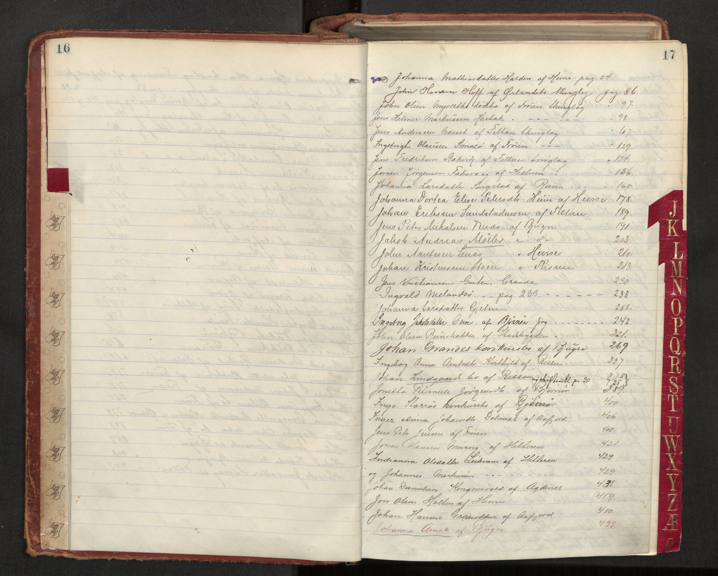 Fosen sorenskriveri, AV/SAT-A-1107/1/3/3A/L0029: Skifteutlodningsprotokoll nr. 8, 1904-1908, s. 16-17