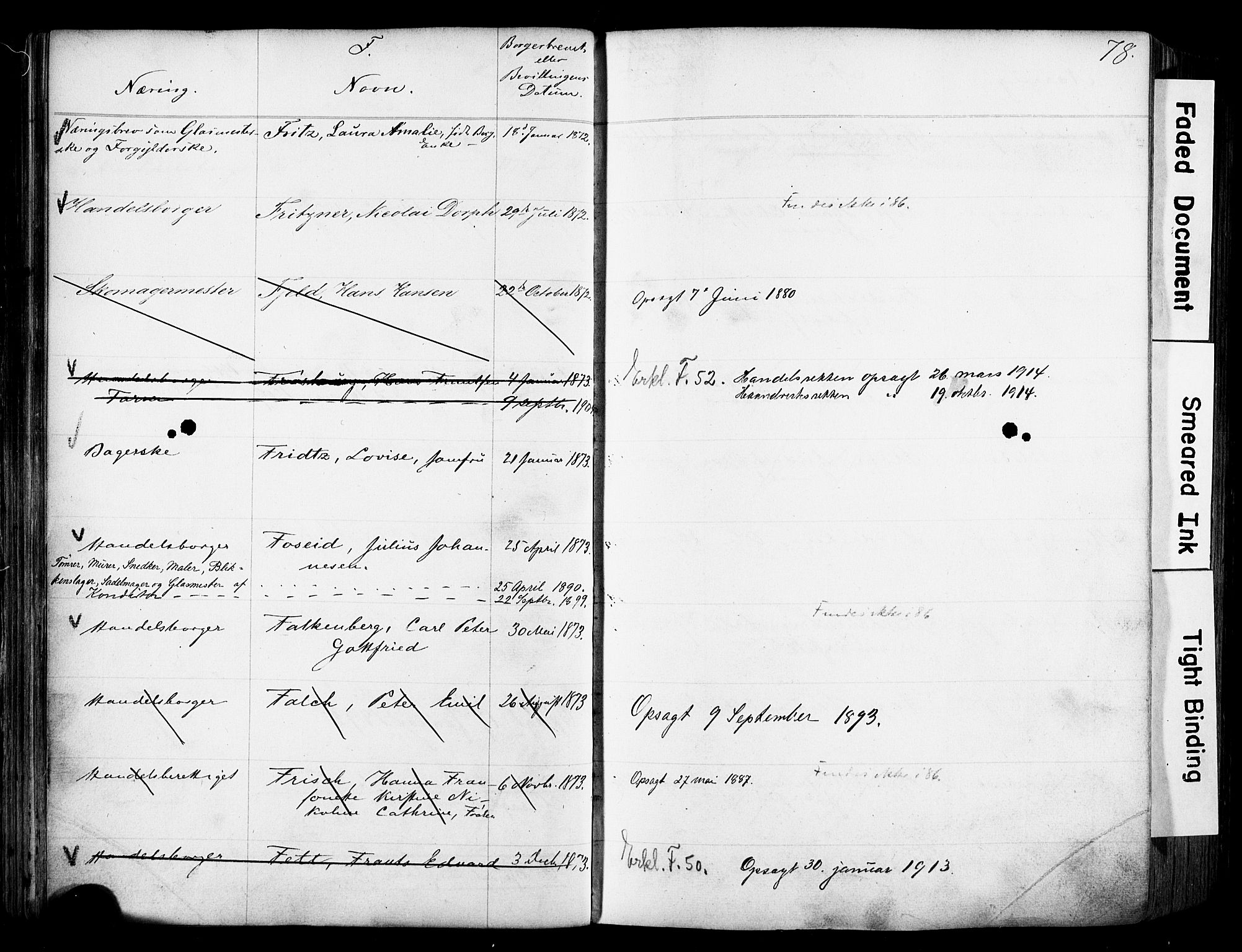 Kristiania magistrat, SAO/A-10711/F/Fb/L0004: Borgerrulle, 1860-1879, s. 80