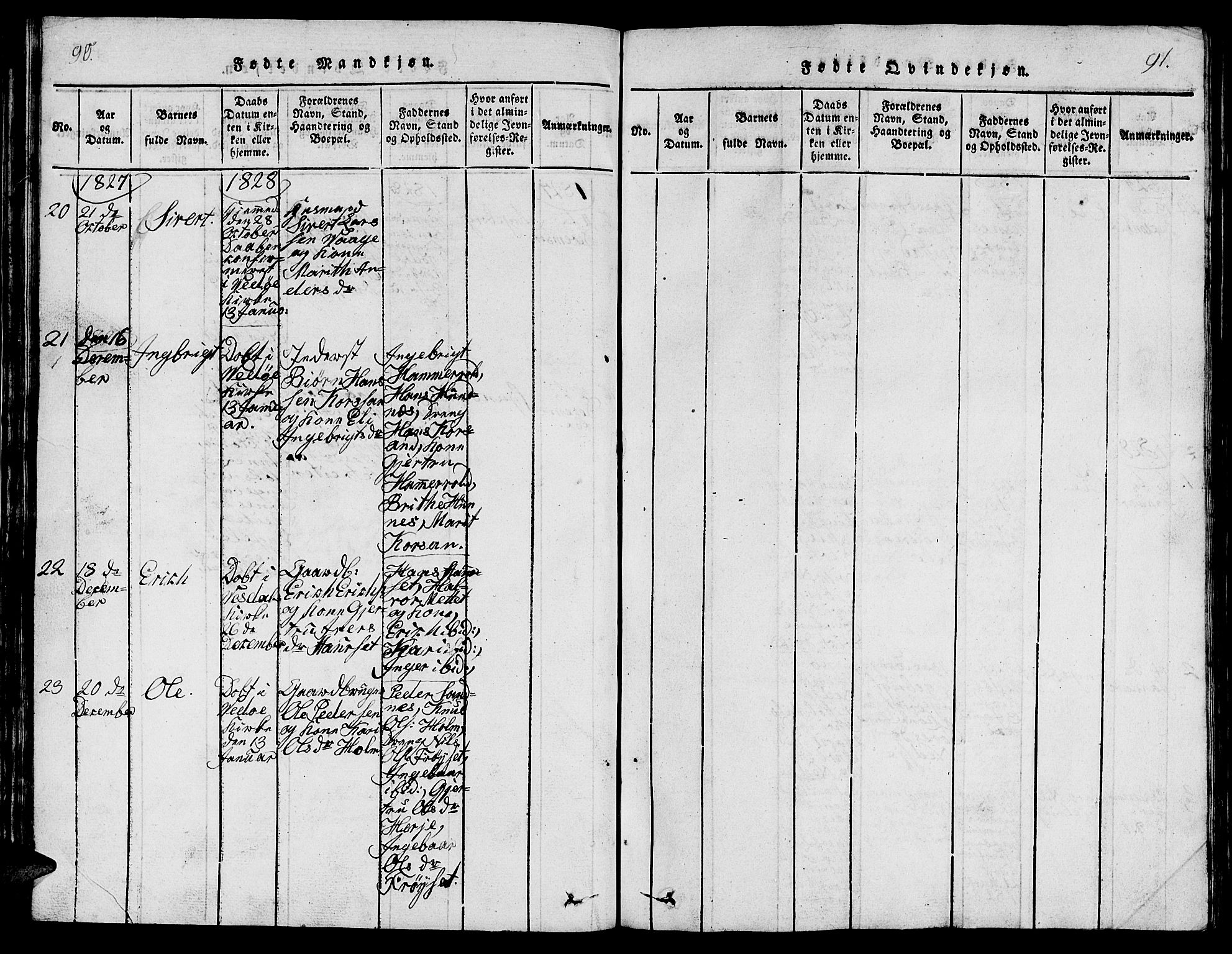 Ministerialprotokoller, klokkerbøker og fødselsregistre - Møre og Romsdal, AV/SAT-A-1454/547/L0610: Klokkerbok nr. 547C01, 1818-1839, s. 90-91