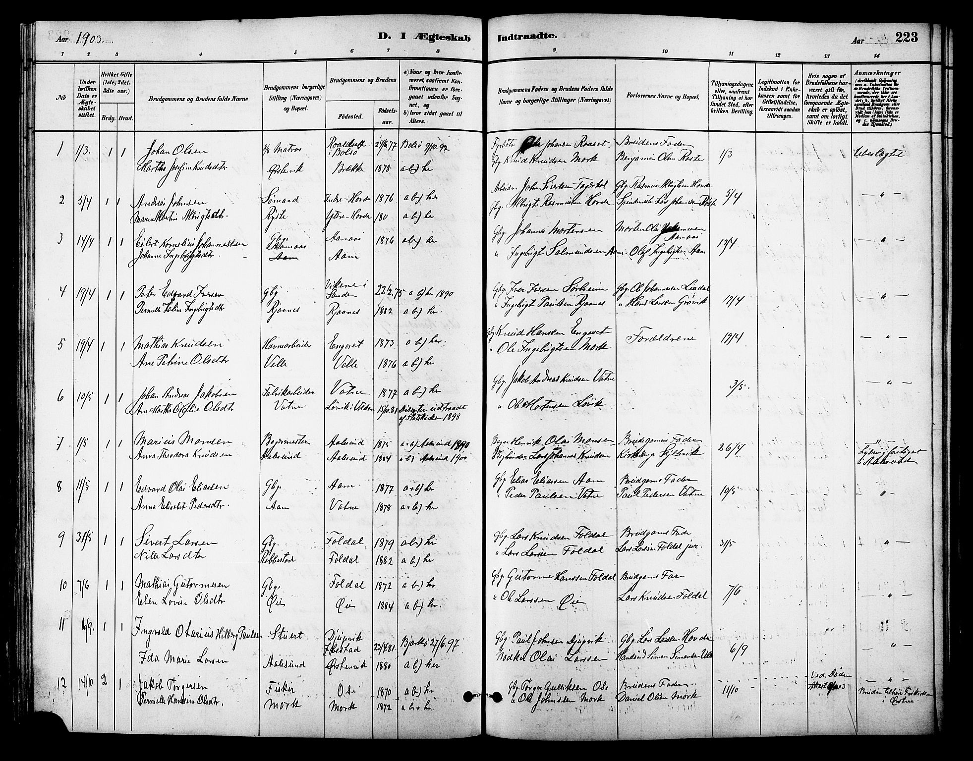 Ministerialprotokoller, klokkerbøker og fødselsregistre - Møre og Romsdal, AV/SAT-A-1454/513/L0189: Klokkerbok nr. 513C03, 1883-1904, s. 223