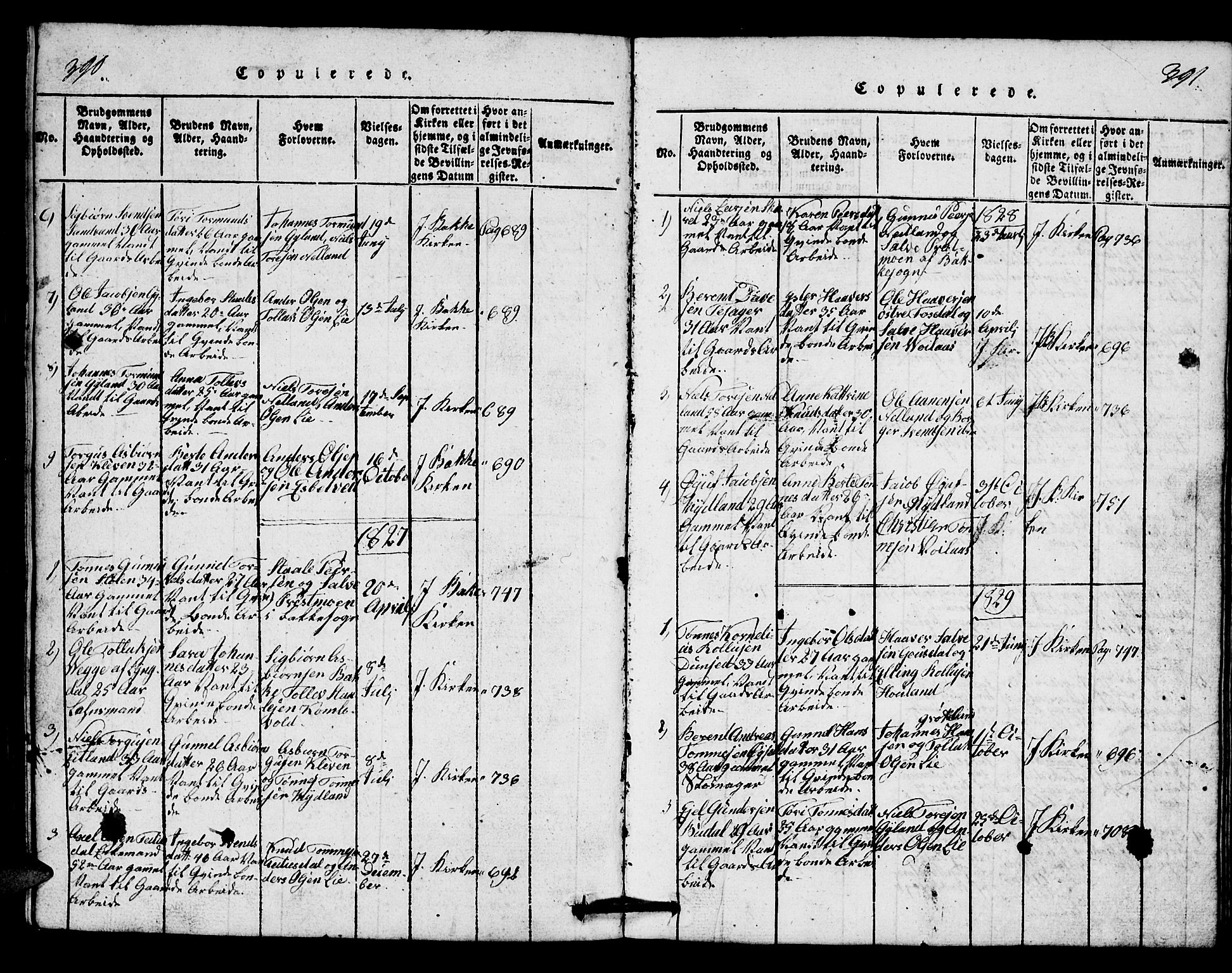 Bakke sokneprestkontor, AV/SAK-1111-0002/F/Fb/Fbb/L0001: Klokkerbok nr. B 1, 1815-1835, s. 390-391