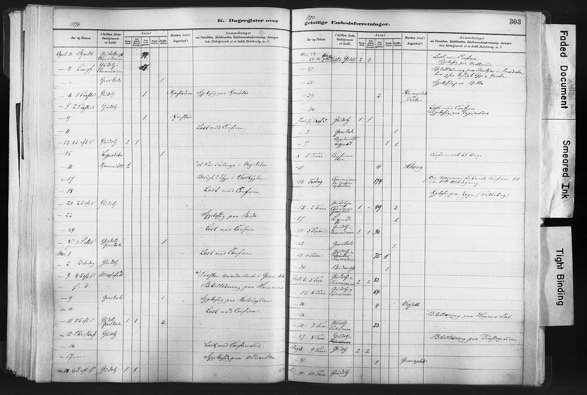 Ministerialprotokoller, klokkerbøker og fødselsregistre - Nord-Trøndelag, SAT/A-1458/749/L0474: Ministerialbok nr. 749A08, 1887-1903, s. 303