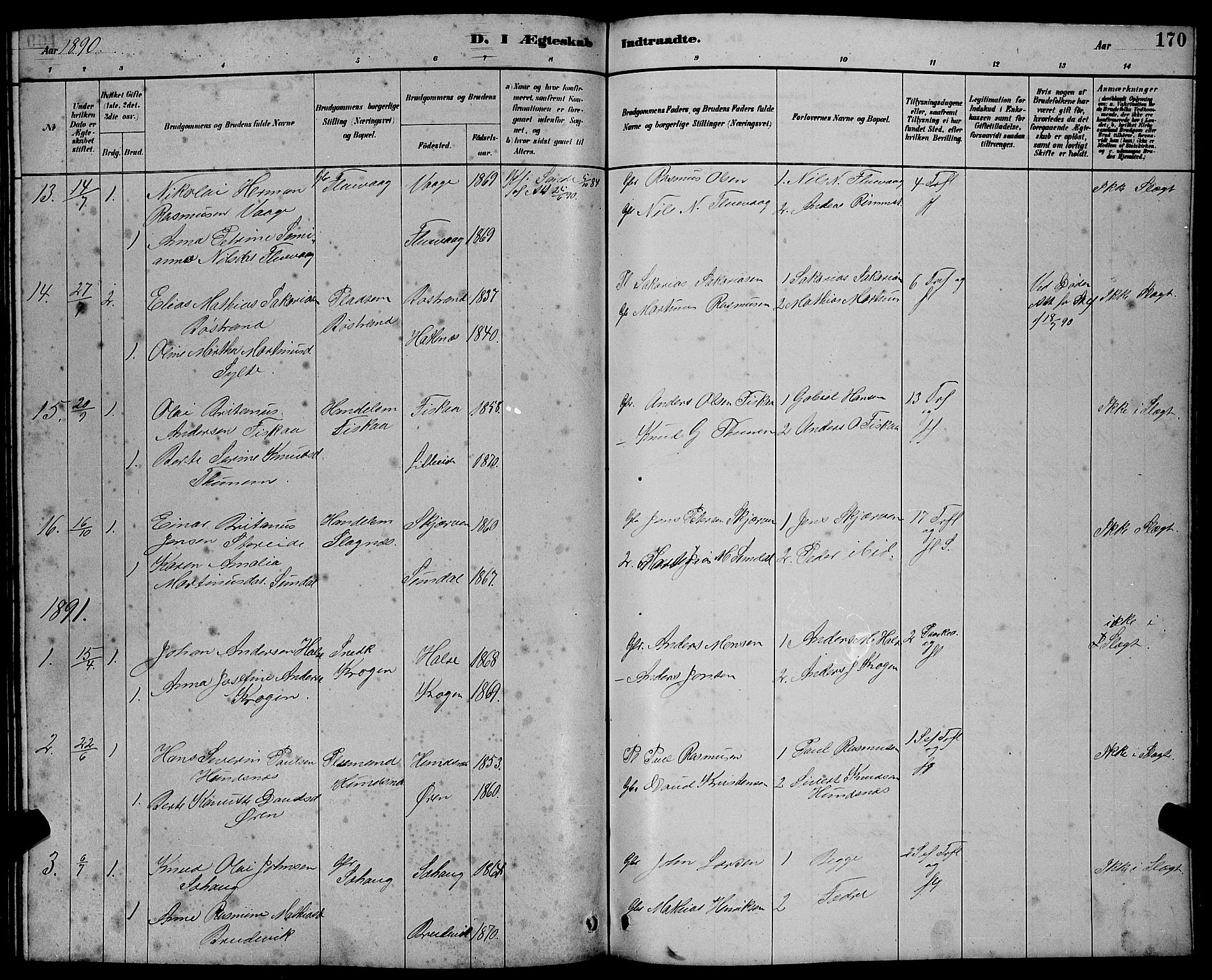 Ministerialprotokoller, klokkerbøker og fødselsregistre - Møre og Romsdal, AV/SAT-A-1454/501/L0017: Klokkerbok nr. 501C03, 1885-1901, s. 170