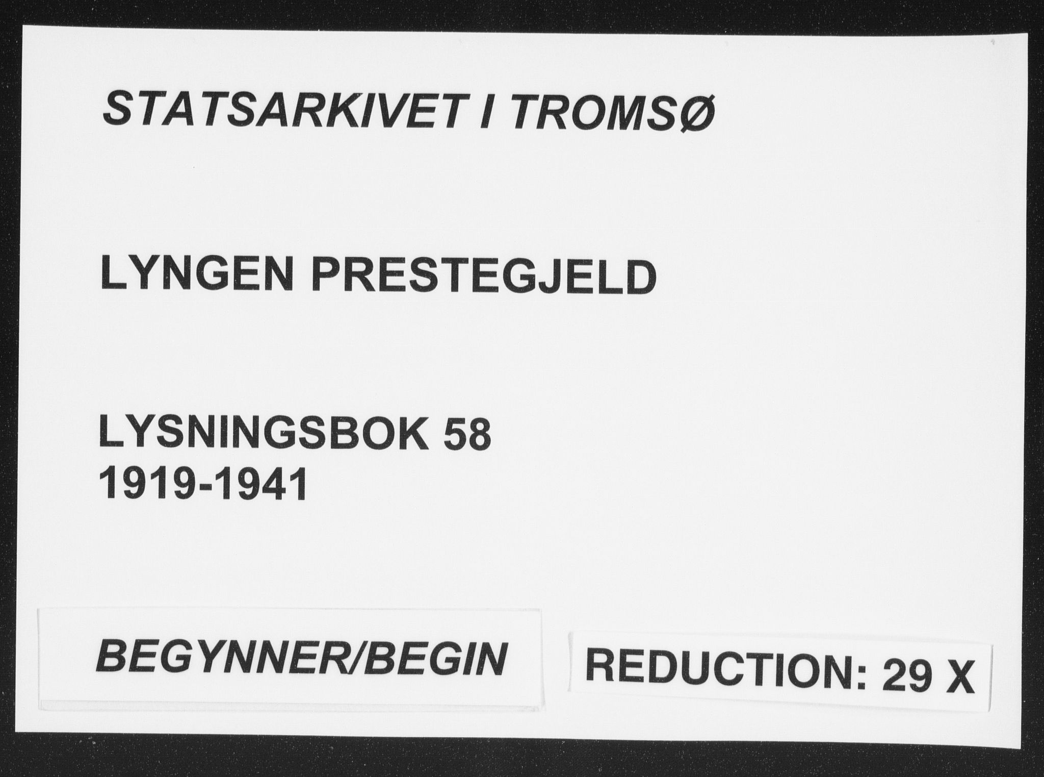 Lyngen sokneprestembete, SATØ/S-1289/I/Ic/L0058: Lysningsprotokoll nr. 58, 1919-1941