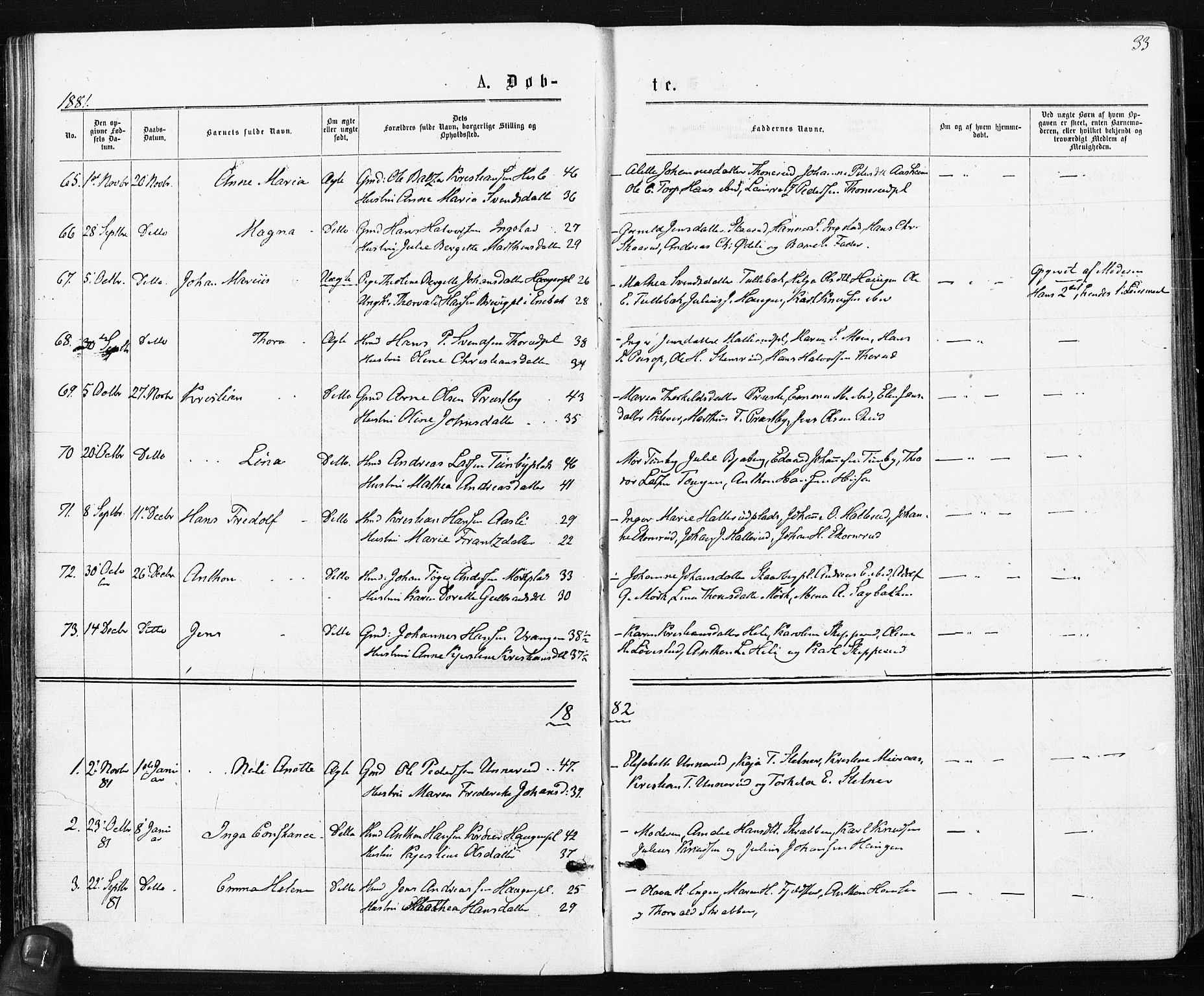Spydeberg prestekontor Kirkebøker, AV/SAO-A-10924/F/Fa/L0007: Ministerialbok nr. I 7, 1875-1885, s. 33