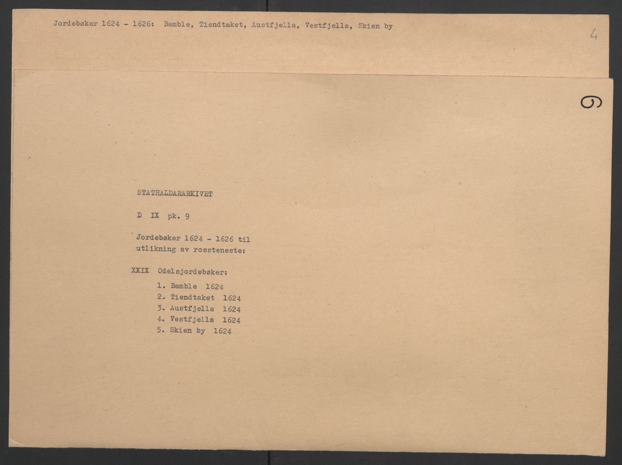 Stattholderembetet 1572-1771, AV/RA-EA-2870/Ek/L0009/0002: Jordebøker til utlikning av rosstjeneste 1624-1626: / Odelsjordebøker for Bratsberg len, 1624, s. 2