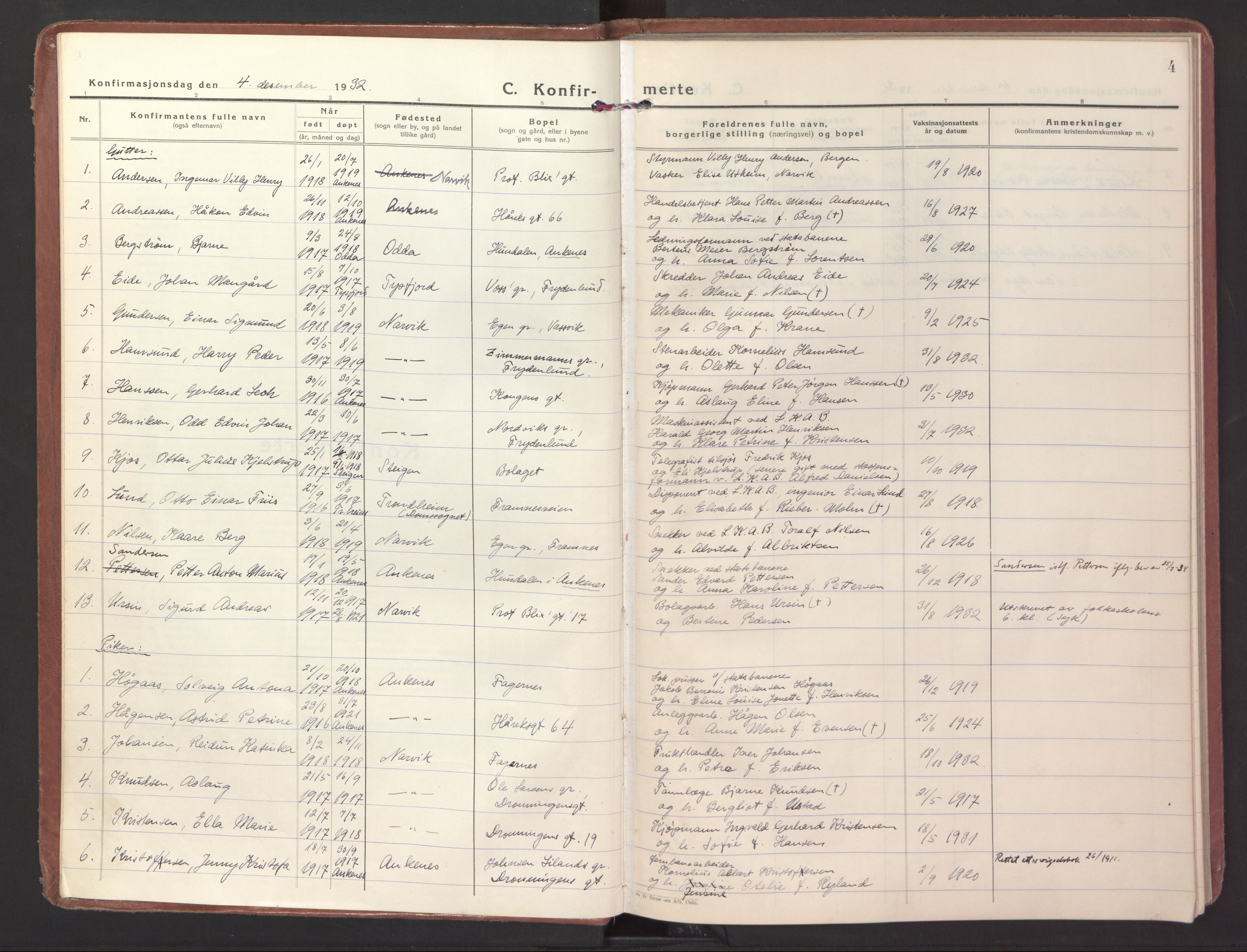 Ministerialprotokoller, klokkerbøker og fødselsregistre - Nordland, AV/SAT-A-1459/871/L1007: Ministerialbok nr. 871A23, 1932-1942, s. 4