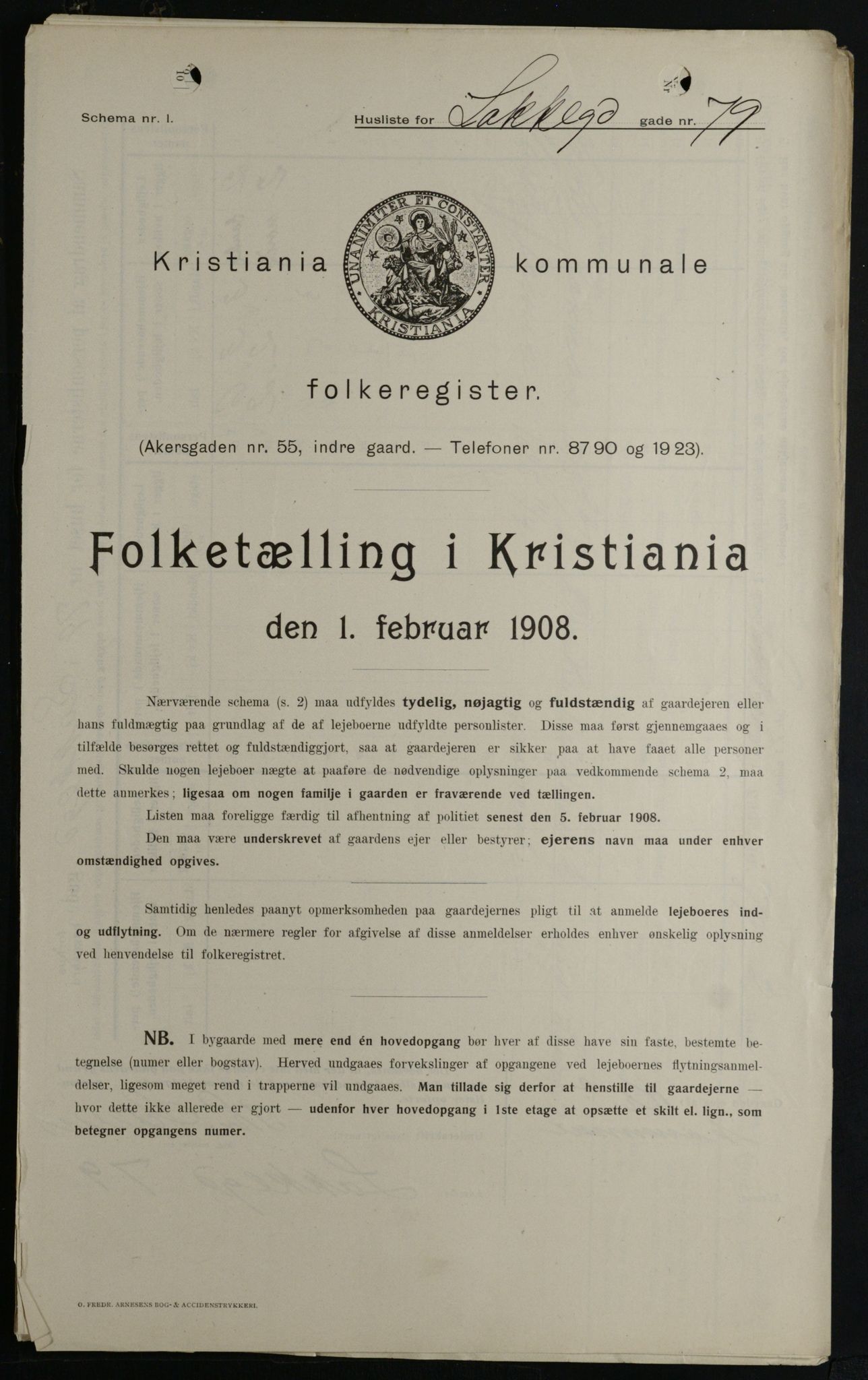 OBA, Kommunal folketelling 1.2.1908 for Kristiania kjøpstad, 1908, s. 50493