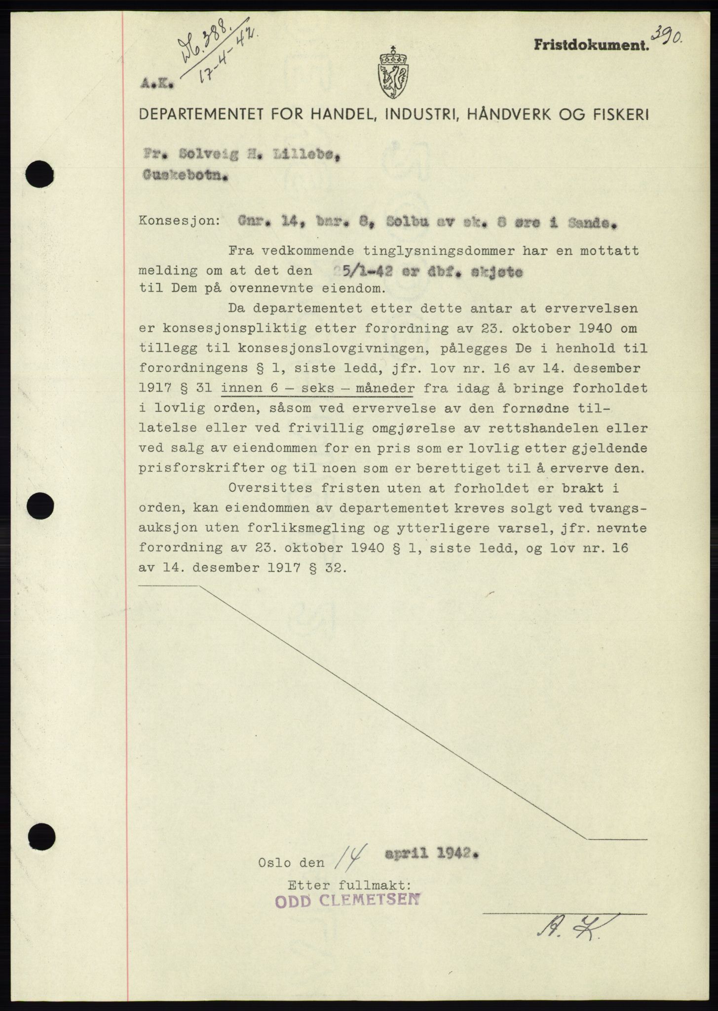 Søre Sunnmøre sorenskriveri, SAT/A-4122/1/2/2C/L0073: Pantebok nr. 67, 1941-1942, Dagboknr: 388/1942