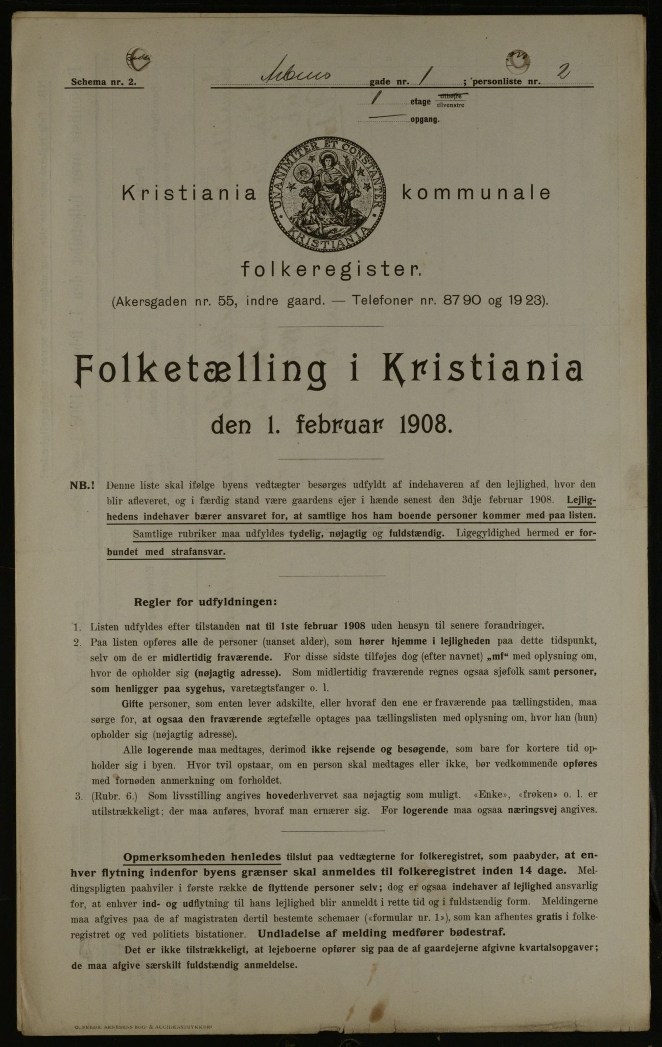 OBA, Kommunal folketelling 1.2.1908 for Kristiania kjøpstad, 1908, s. 1744